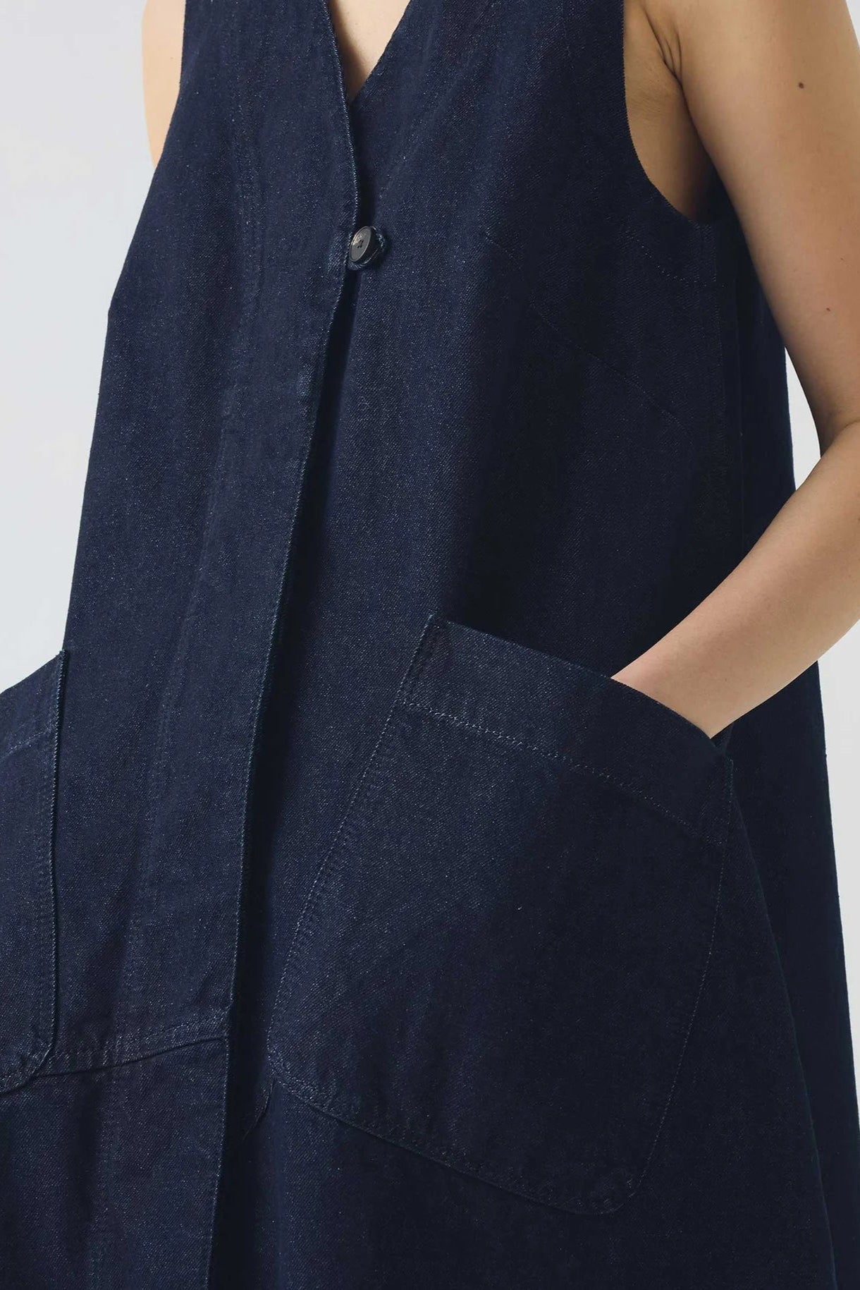 Toast - A Line Denim Tunic Dress - Indigo