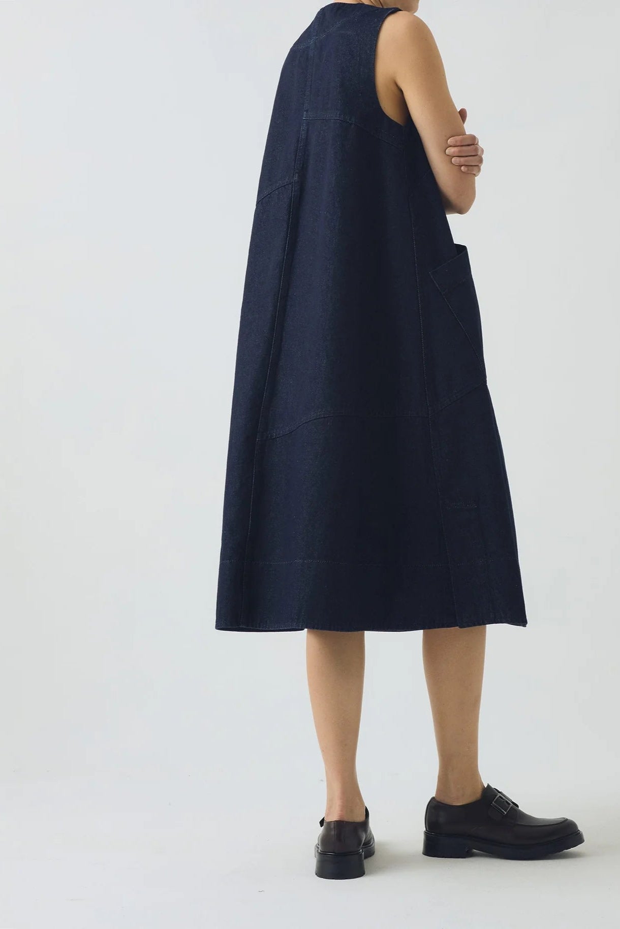 Toast - A Line Denim Tunic Dress - Indigo