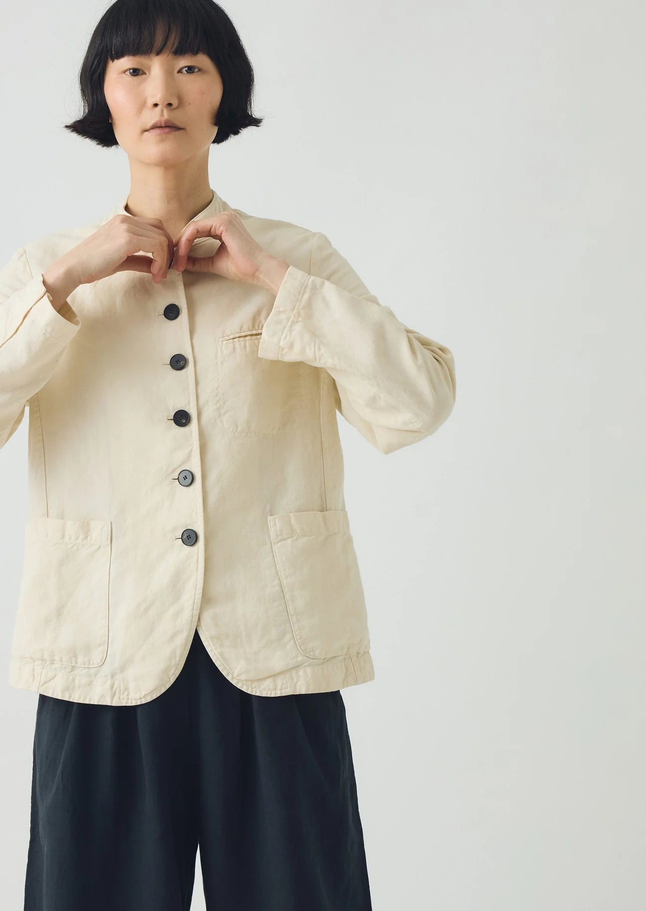 Toast - Garment Dyed Cotton Linen Neat Jacket - Parchment
