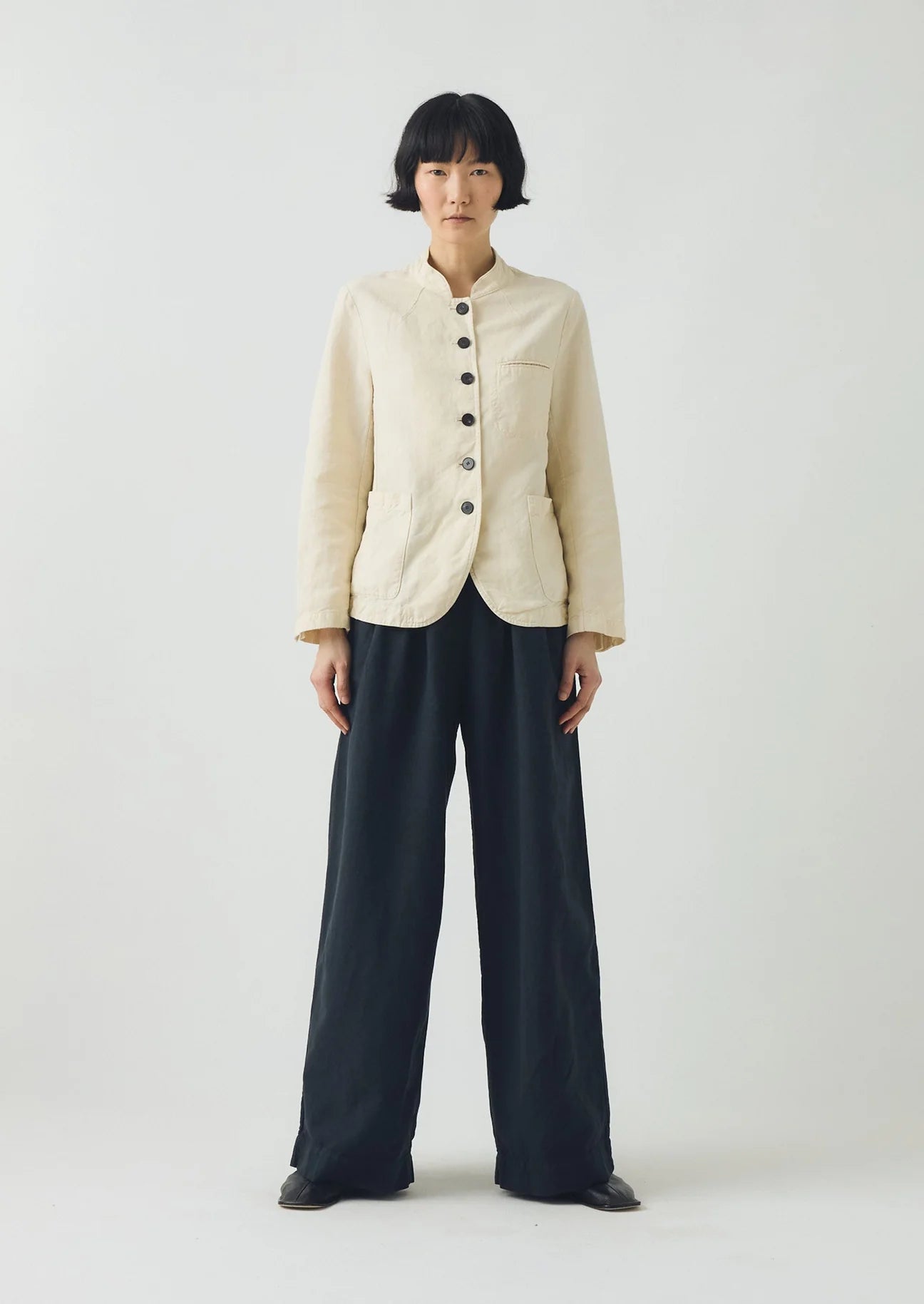 Toast - Garment Dyed Cotton Linen Neat Jacket - Parchment