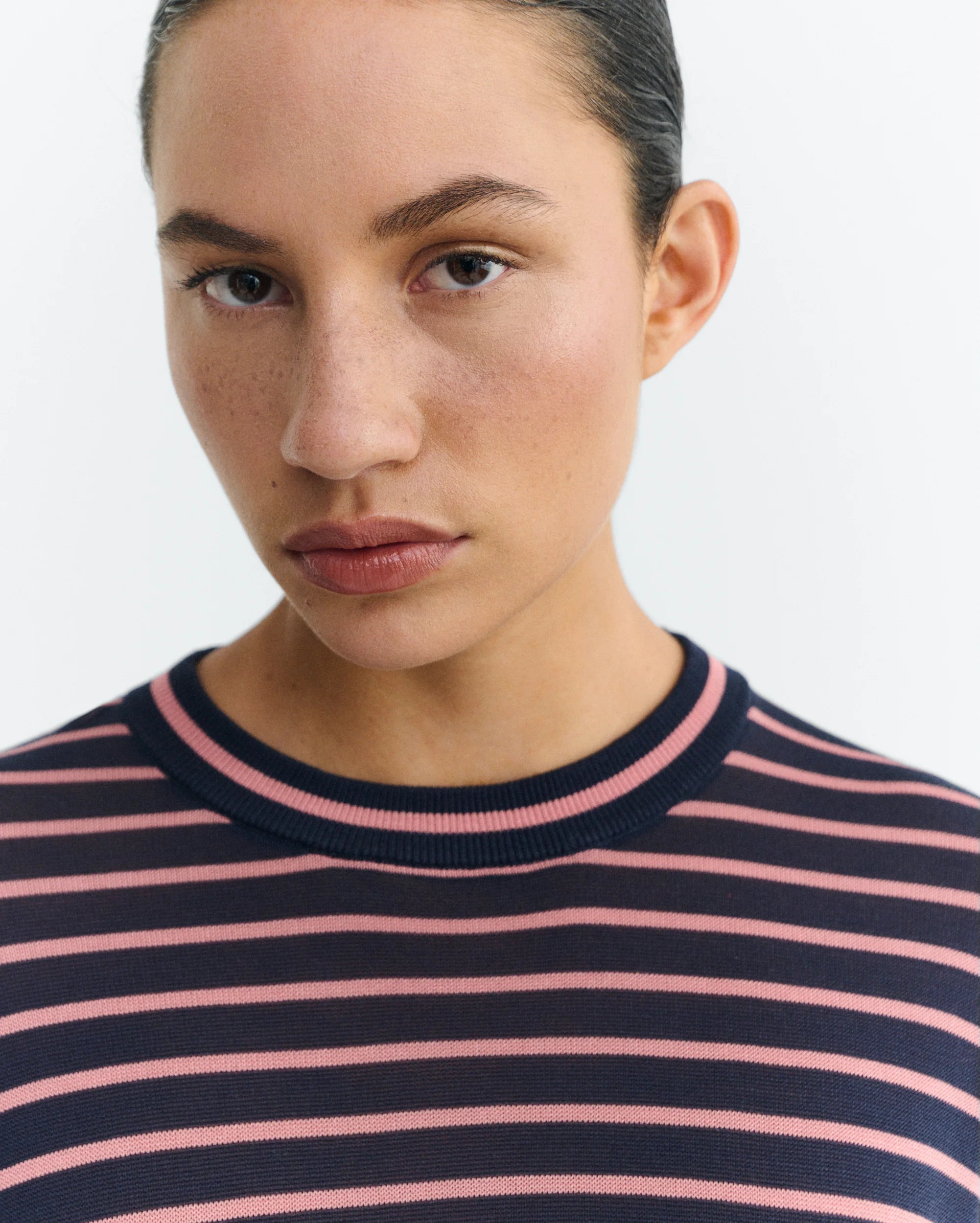 Thinking Mu - Zenna Knitted Tee - Navy Stripe