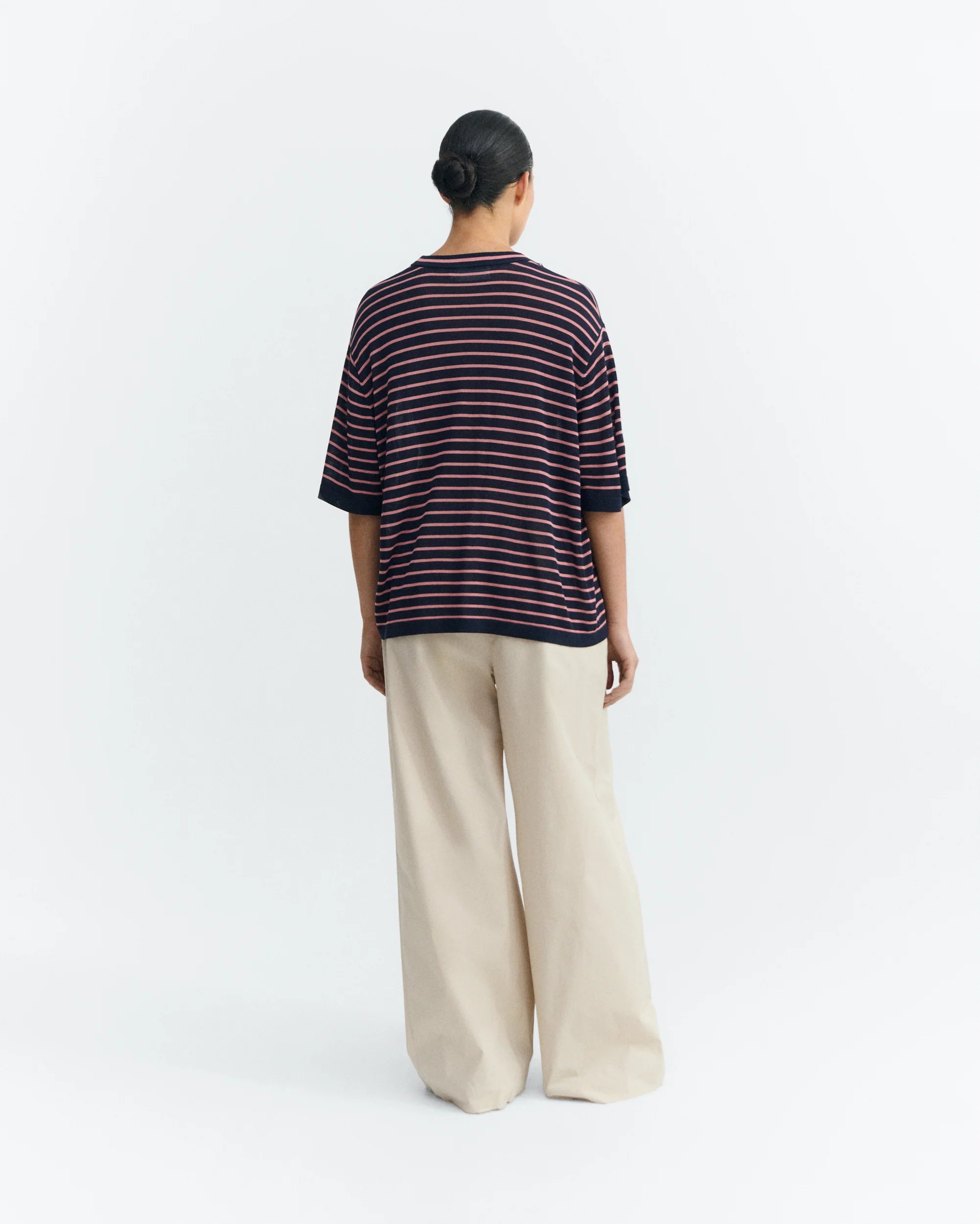 Thinking Mu - Zenna Knitted Tee - Navy Stripe