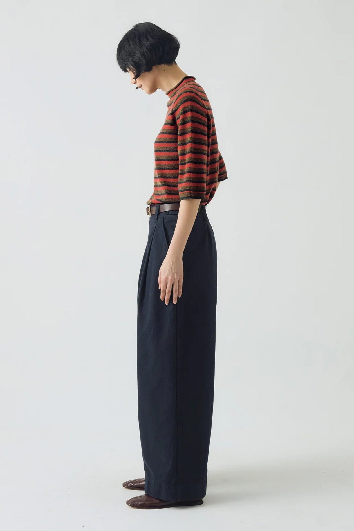 Toast - Cotton Canvas Pleat Front Trousers - Blue Navy