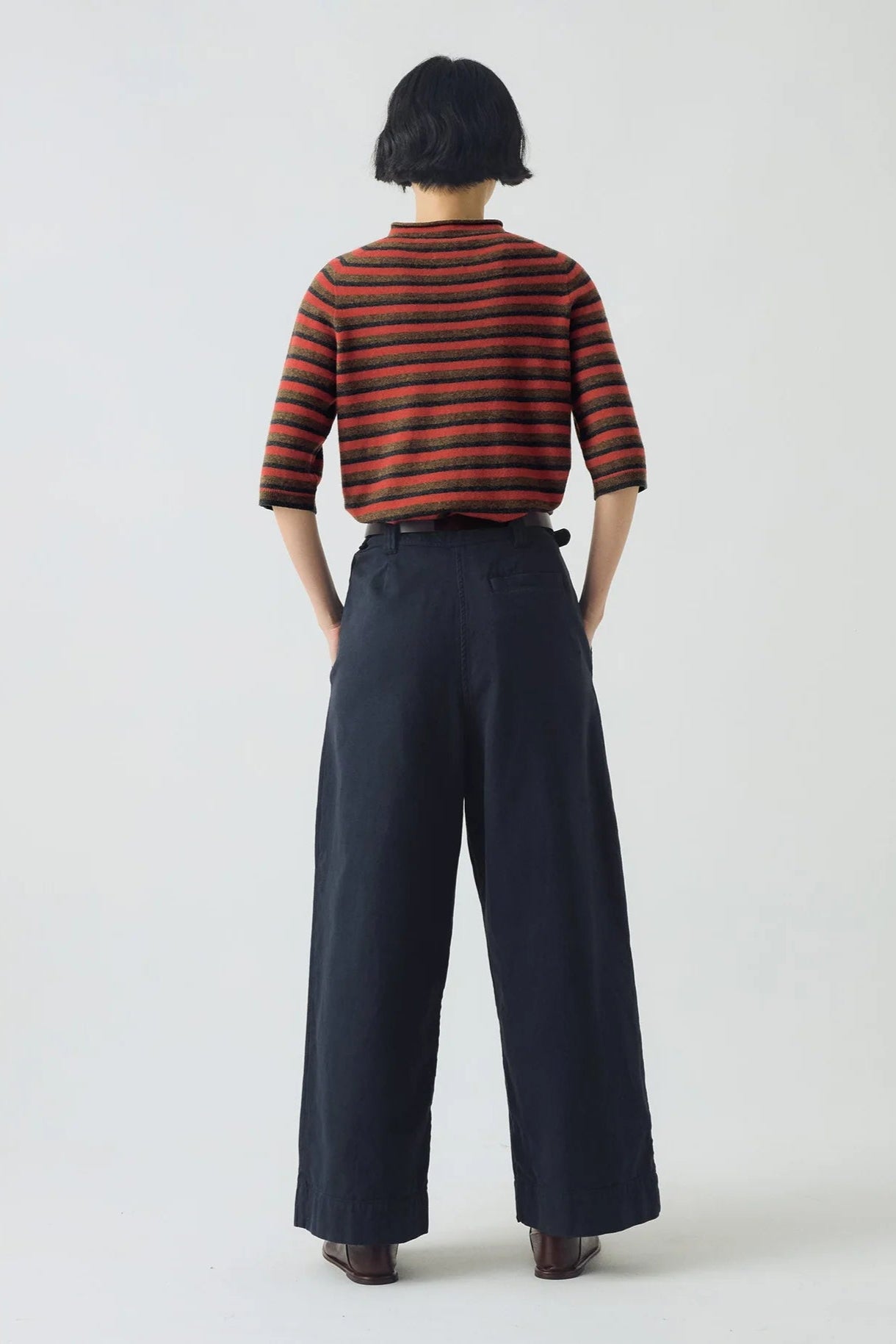 Toast - Cotton Canvas Pleat Front Trousers - Blue Navy
