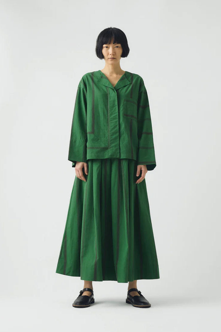 Toast - Tea Towel Stripe Long Sleeve Top - Sea Green