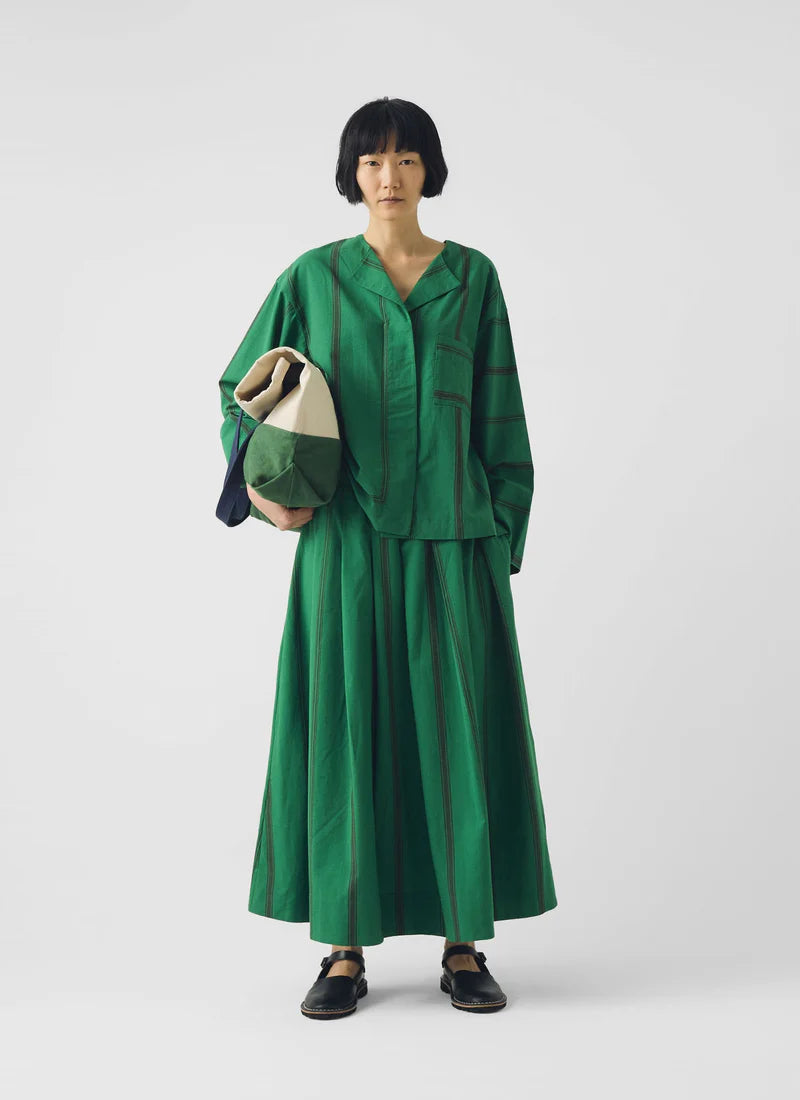 Toast - Tea Towel Stripe Long Sleeve Top - Sea Green