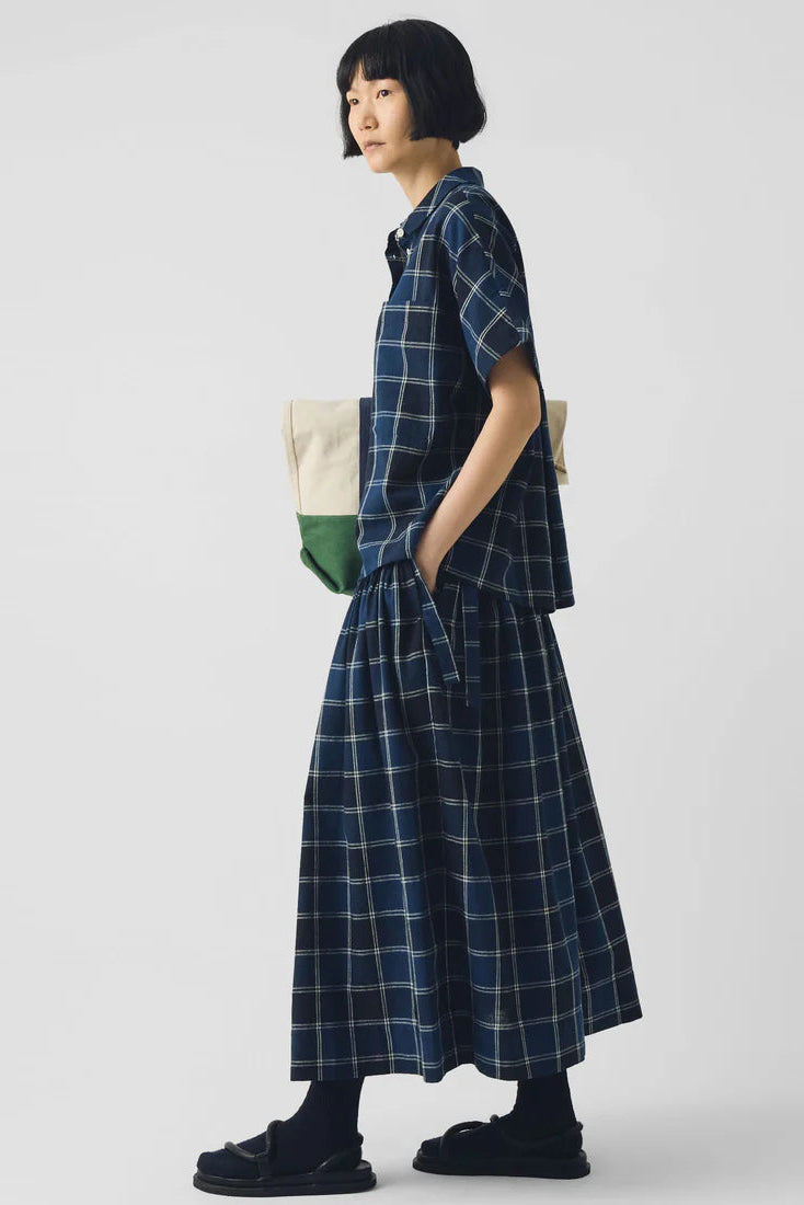 Toast - Market Check Cotton Linen Shirt - Denim Blue