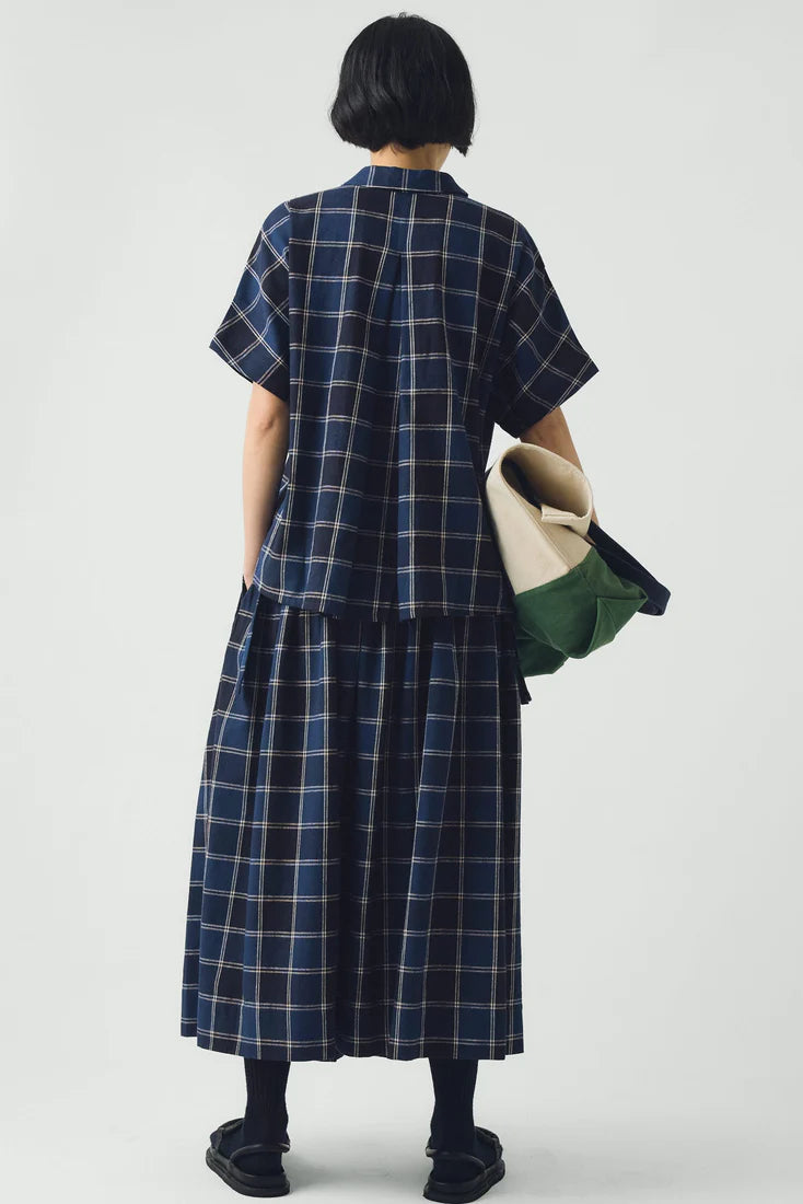 Toast - Market Check Cotton Linen Shirt - Denim Blue