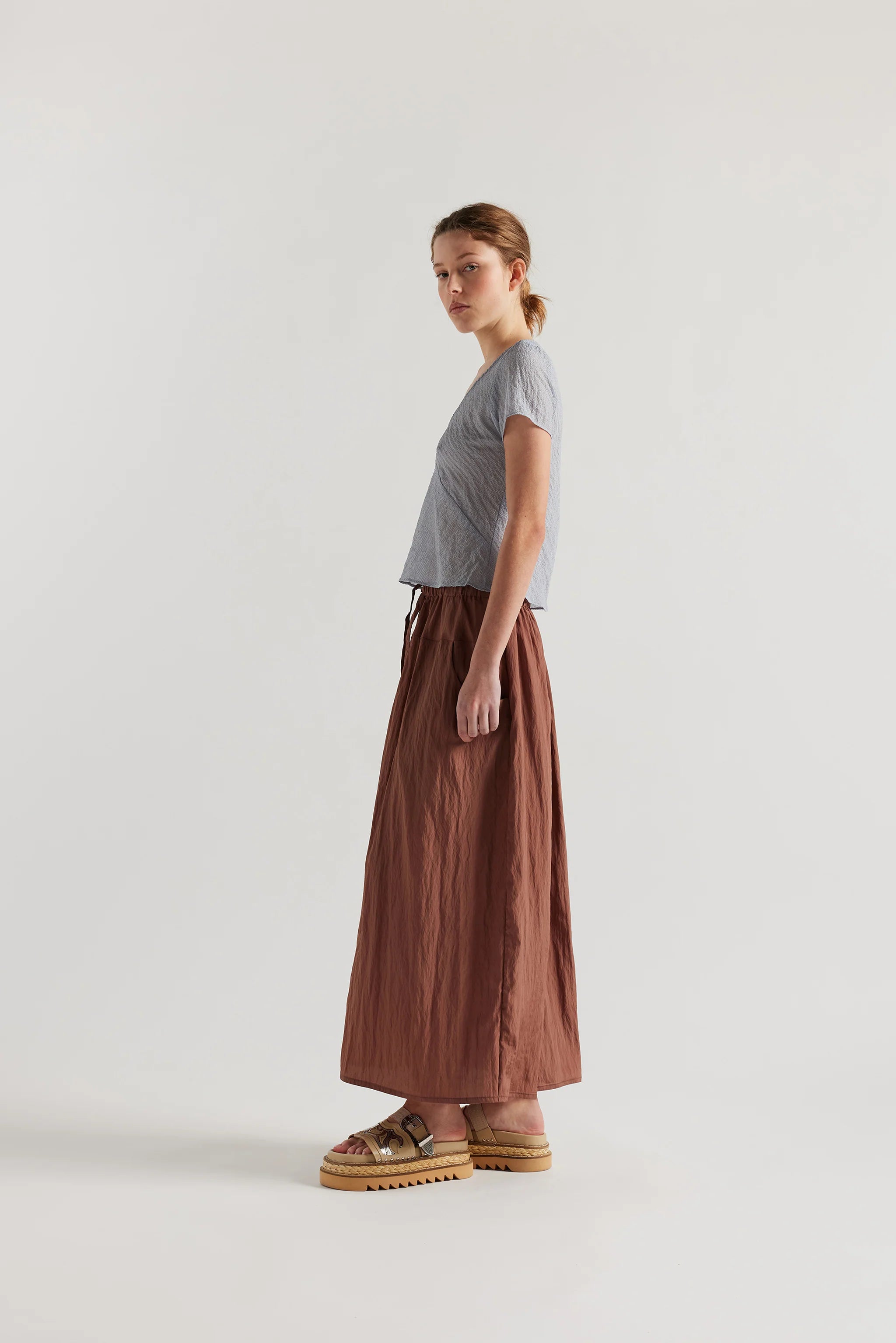 Kloke - Centred V-Neck Top - Pale Blue