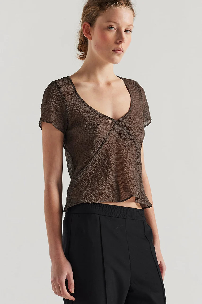 Kloke - Centred V-Neck Top - Brown