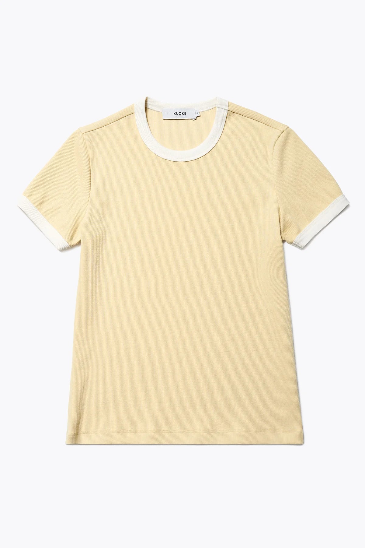 Kloke - Veil Rib Tee - Butter w Ecru Bind