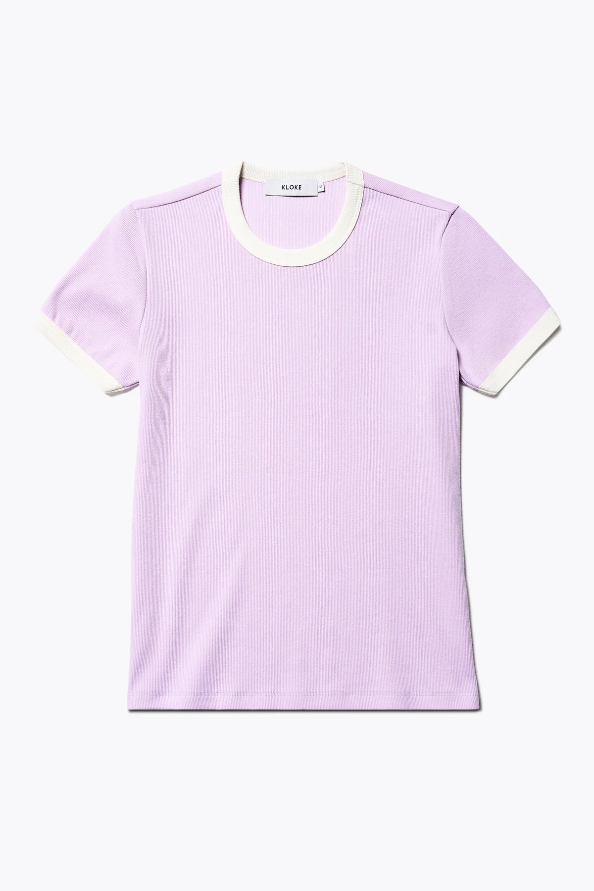 Kloke - Veil Rib Tee - Lilac w Ecru Bind