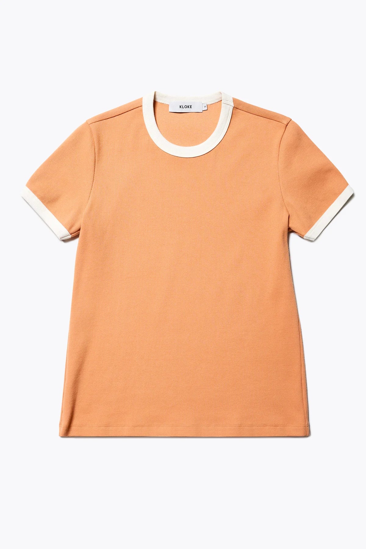 Kloke - Veil Rib Tee - Pastel Orange w Ecru Bind