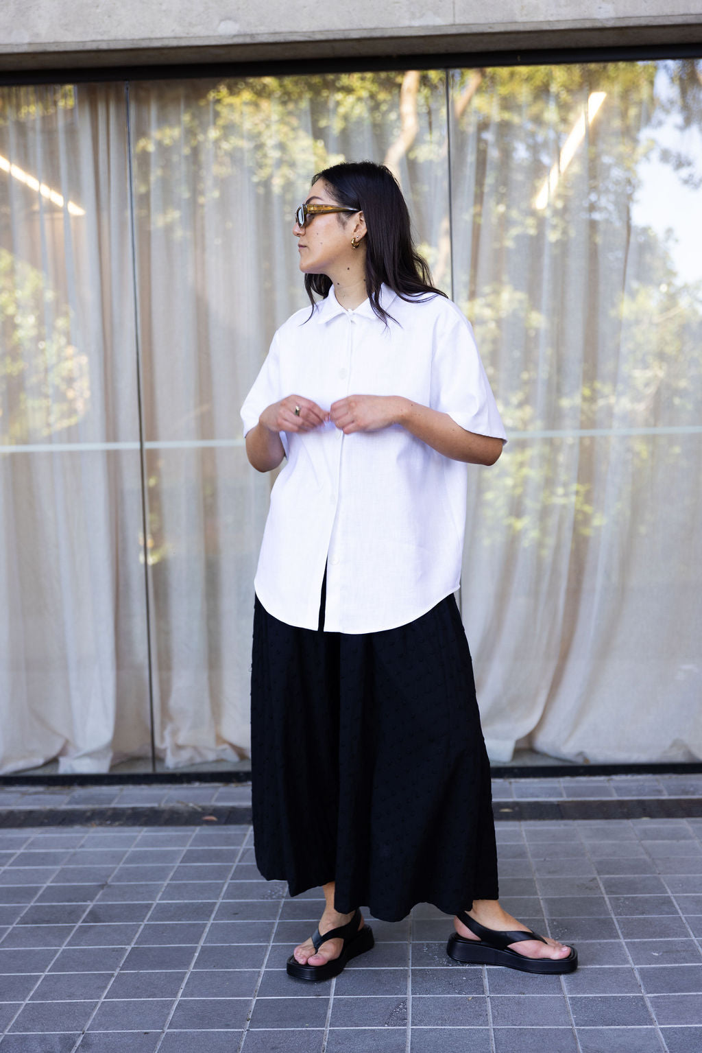 Annie - Rue Skirt - Black Embroidered Spot