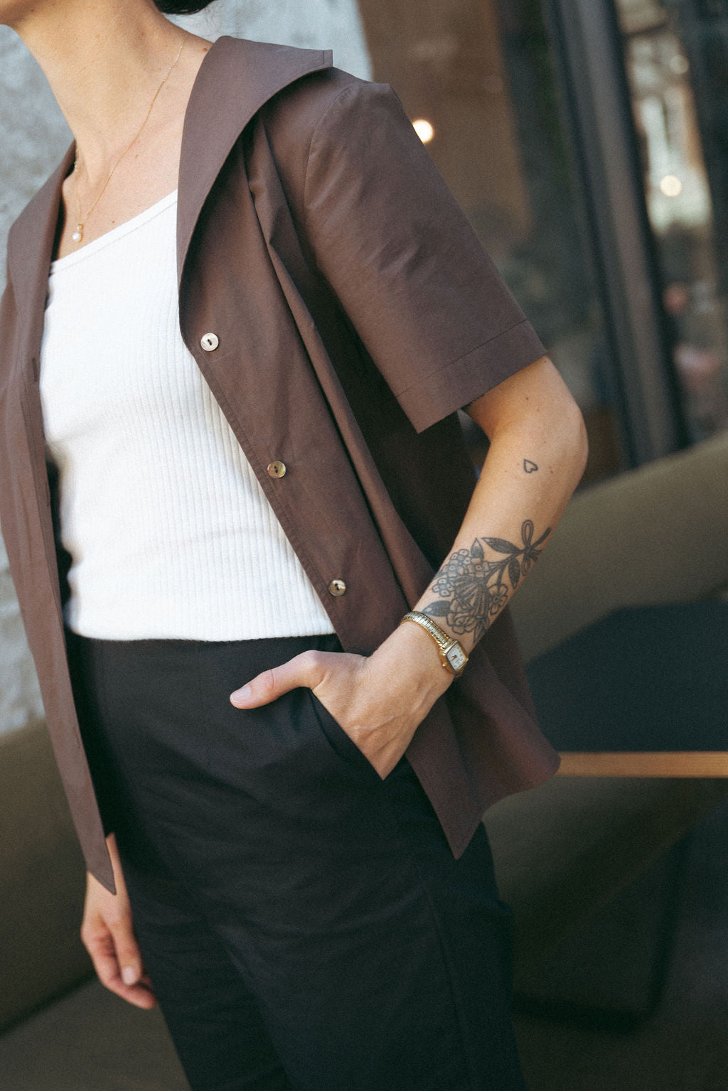 Annie - Fold Blouse - Cocoa