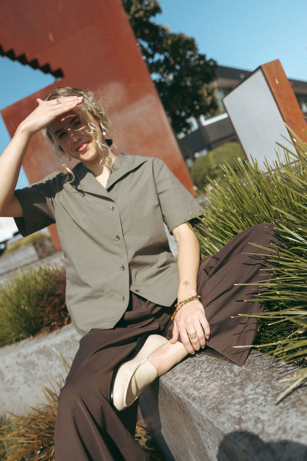 Annie - Fold Blouse - Sage
