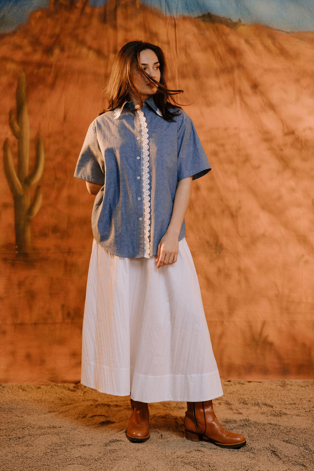 Annie - Western Shirt - Chambre/Lace