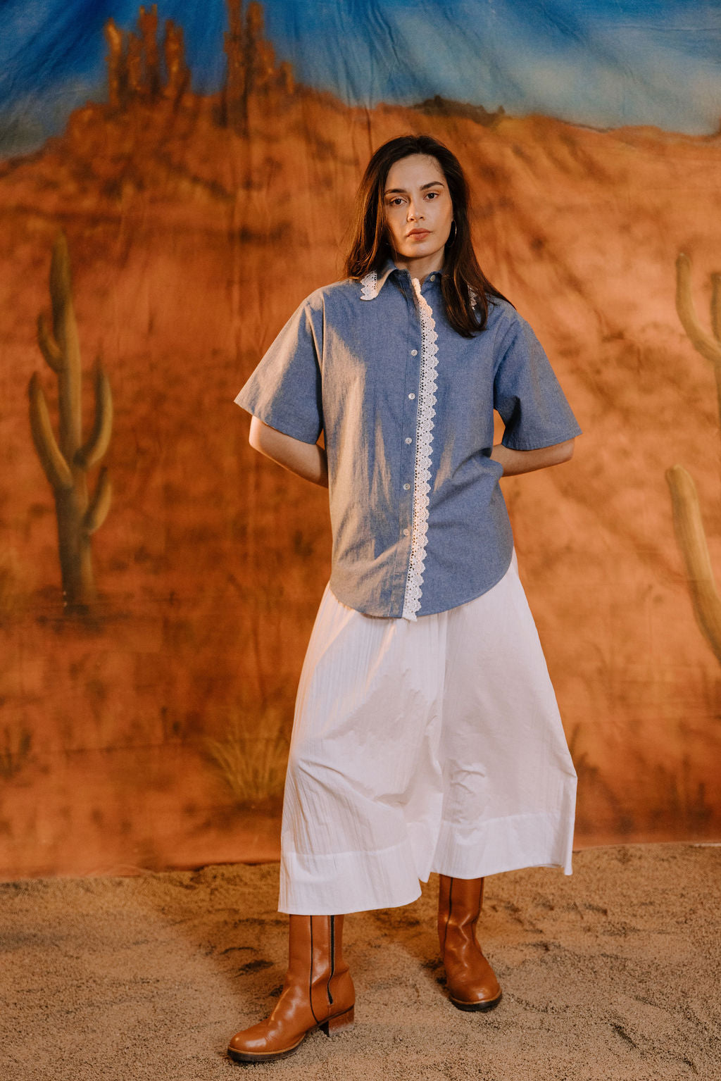 Annie - Western Shirt - Chambre/Lace