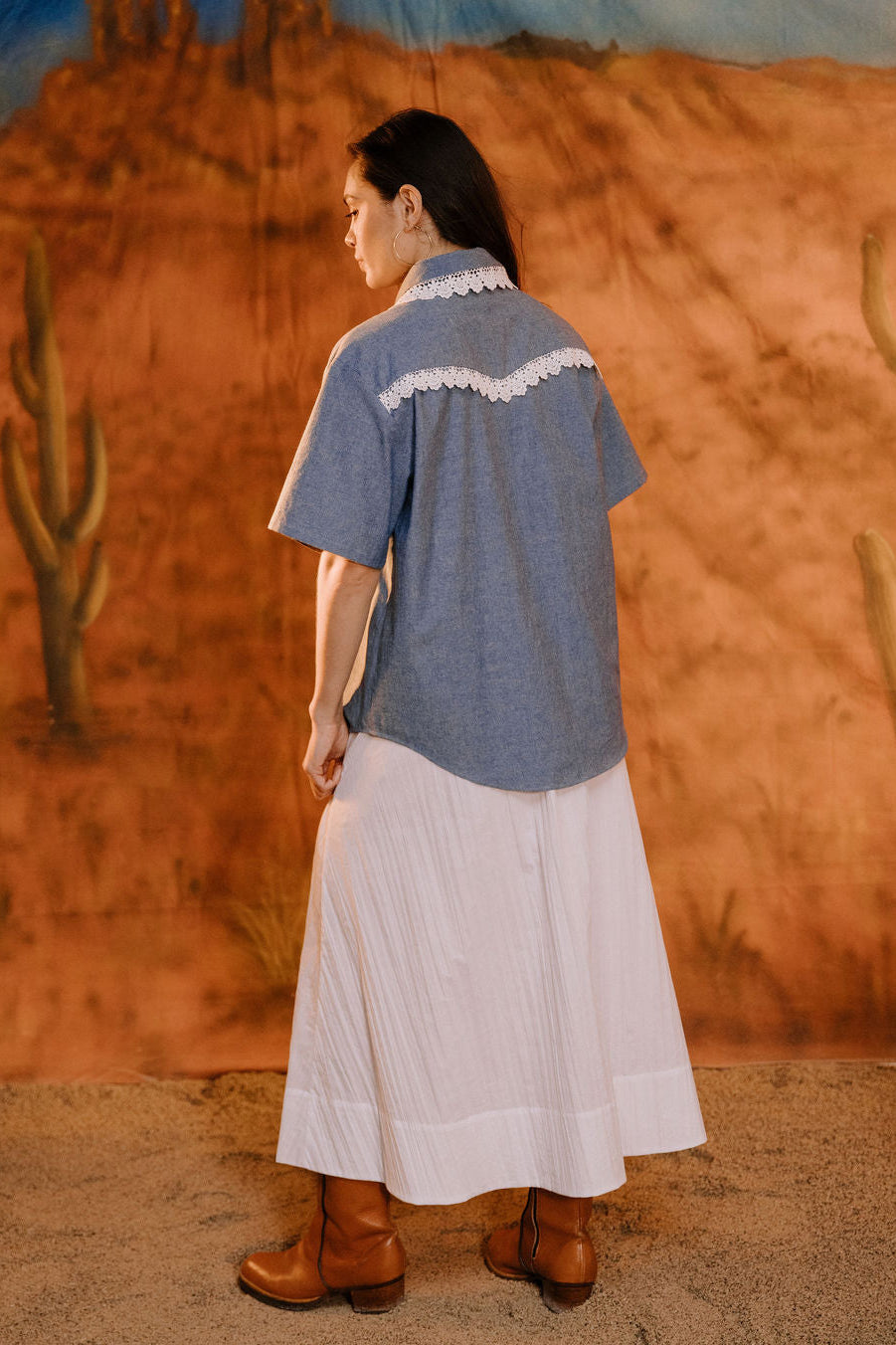 Annie - Western Shirt - Chambre/Lace