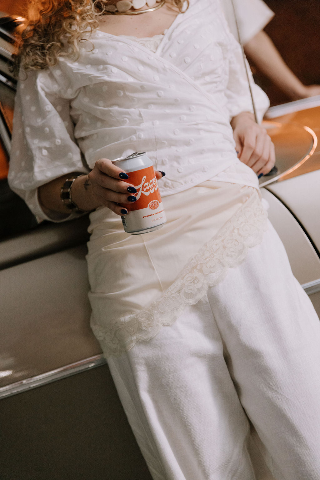 Annie - Maeve Wrap Blouse - White Embroidered Spot