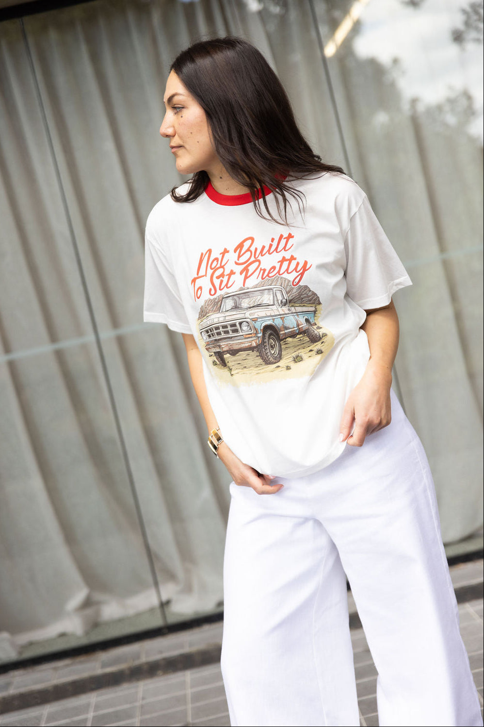 Annie - Not Built To Sit Pretty Tee - White