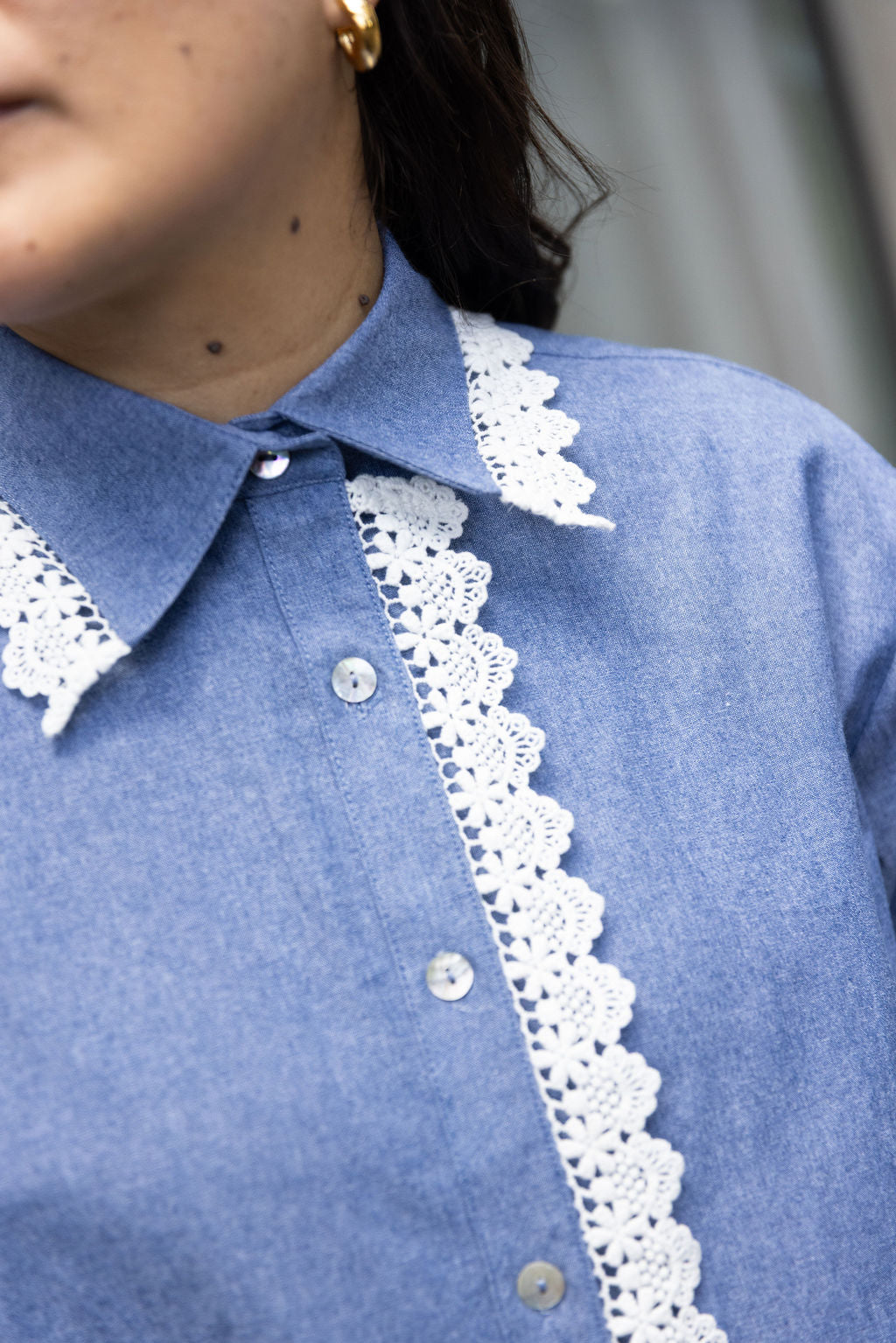 Annie - Western Shirt - Chambre/Lace