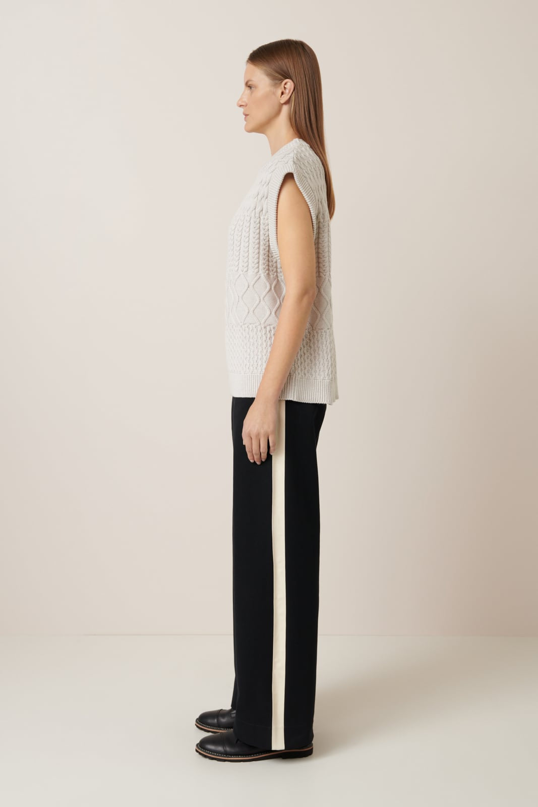 Kowtow - Aran Vest - Oat Melange