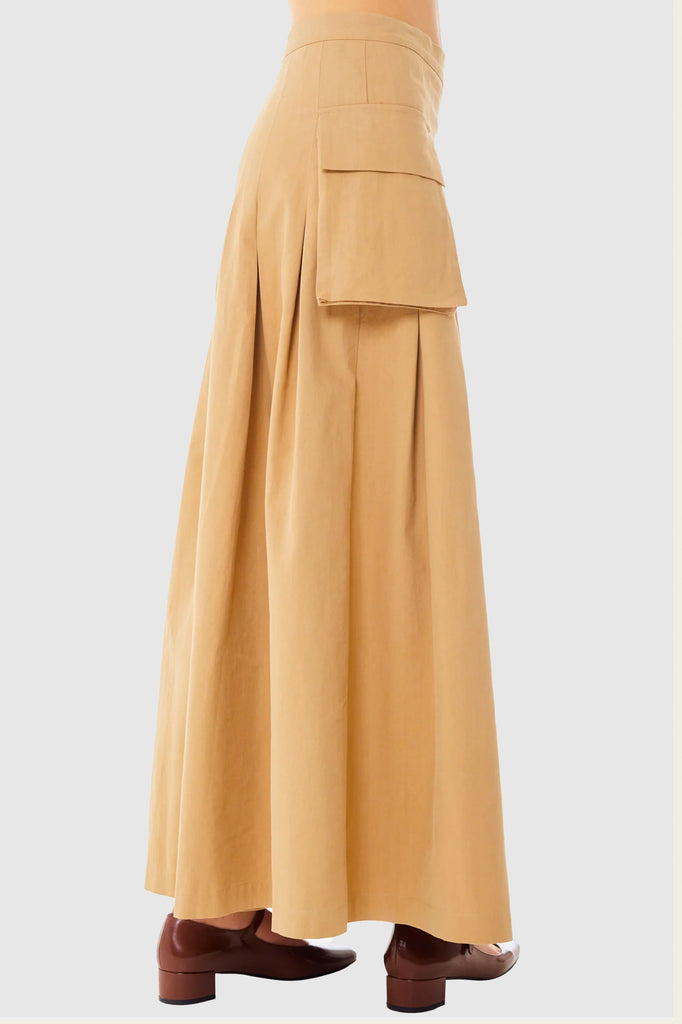 Find Me Now - Cargo Pleated Midi Skirt - Nomad