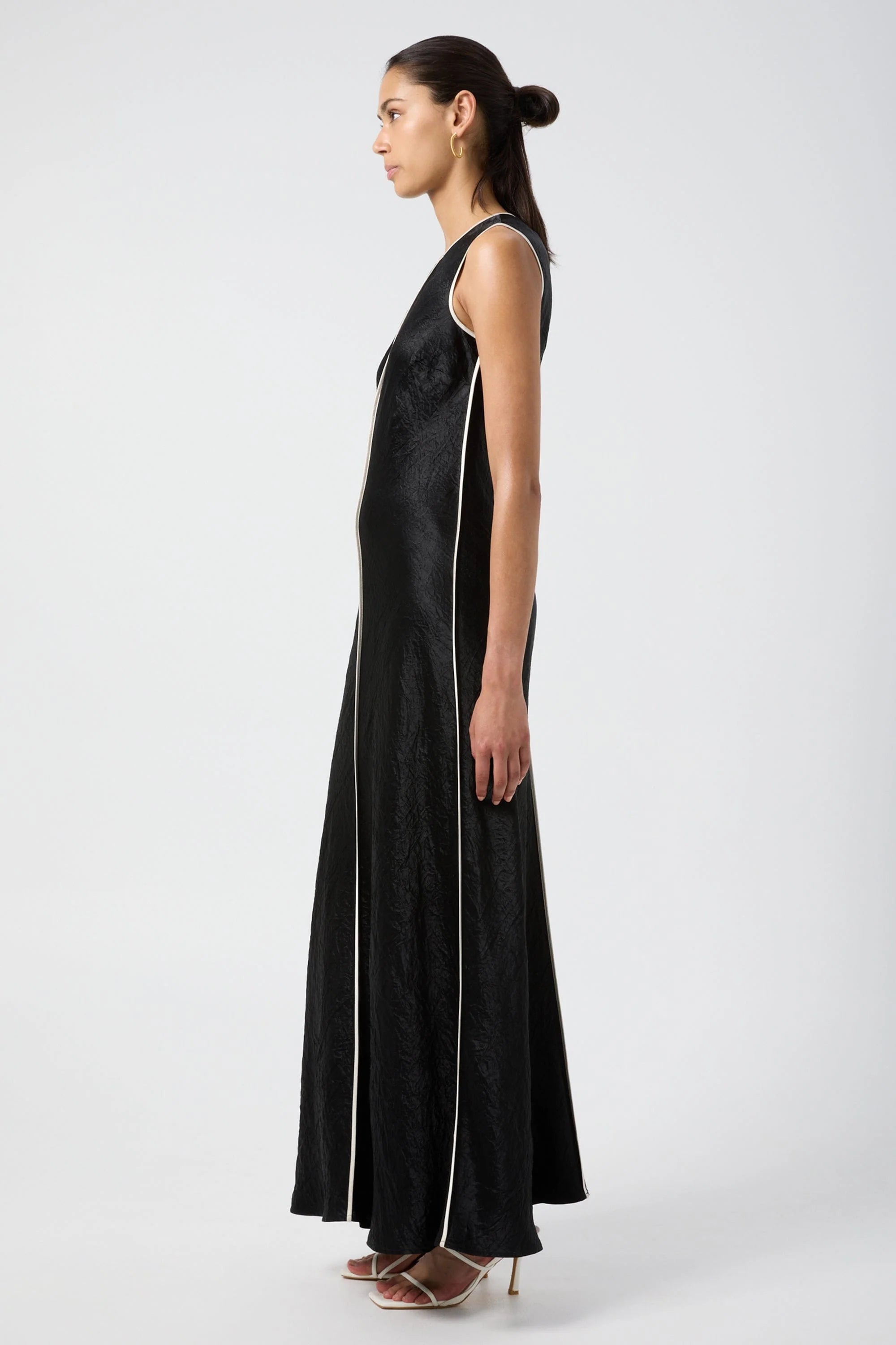 Third Form - Crush Contrast Bind Maxi Tank Dress - Black/Cream