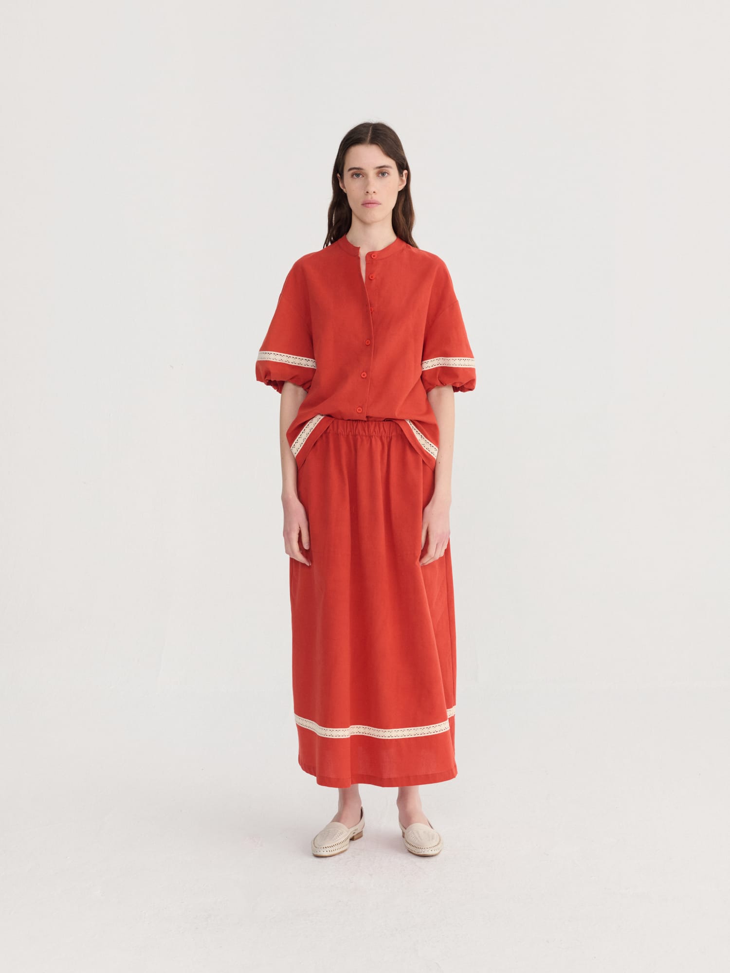 Bobo Choses - Contrast Trim Puff Sleeve shirt