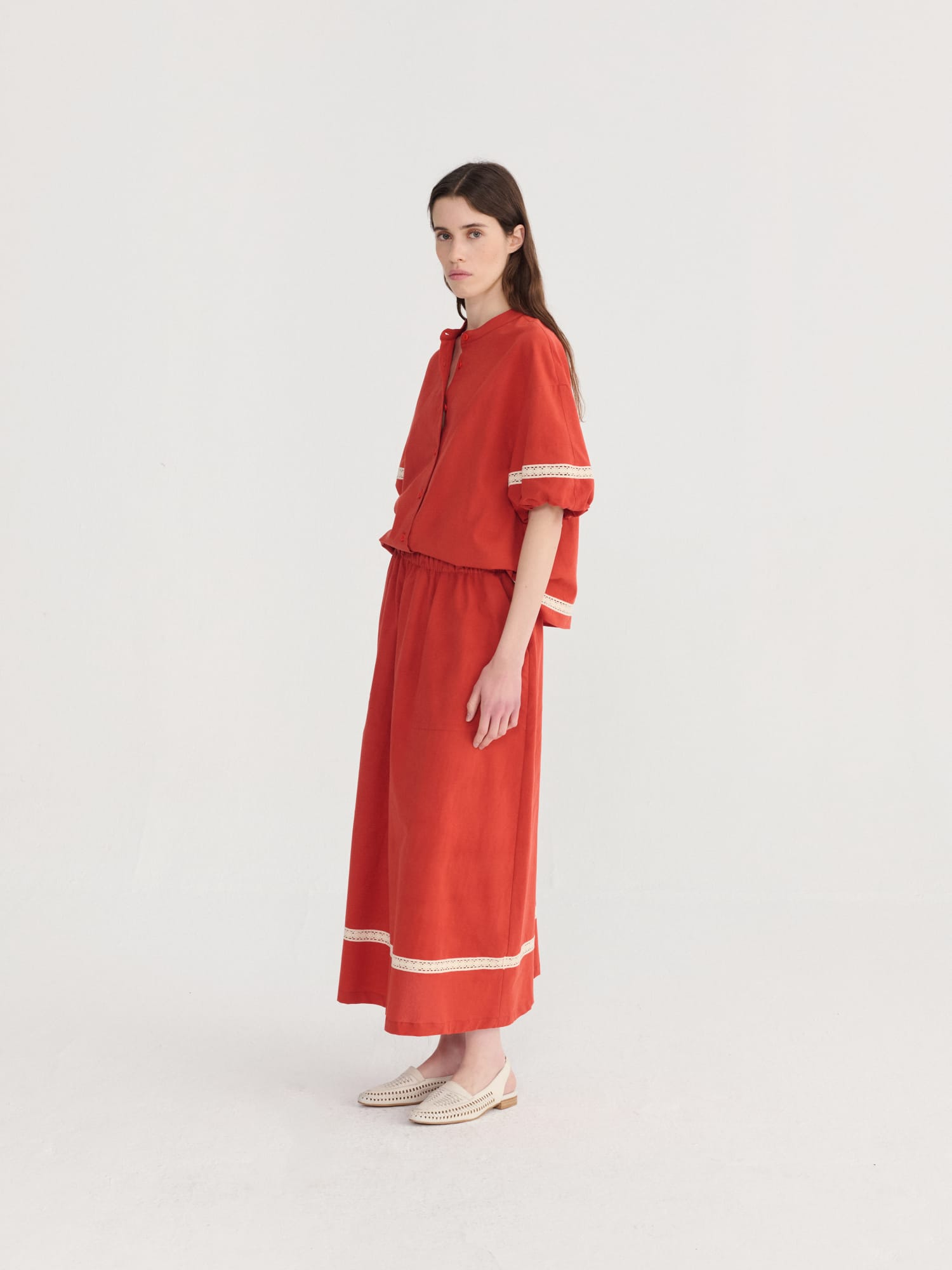 Bobo Choses - Contrast Trim Puff Sleeve shirt