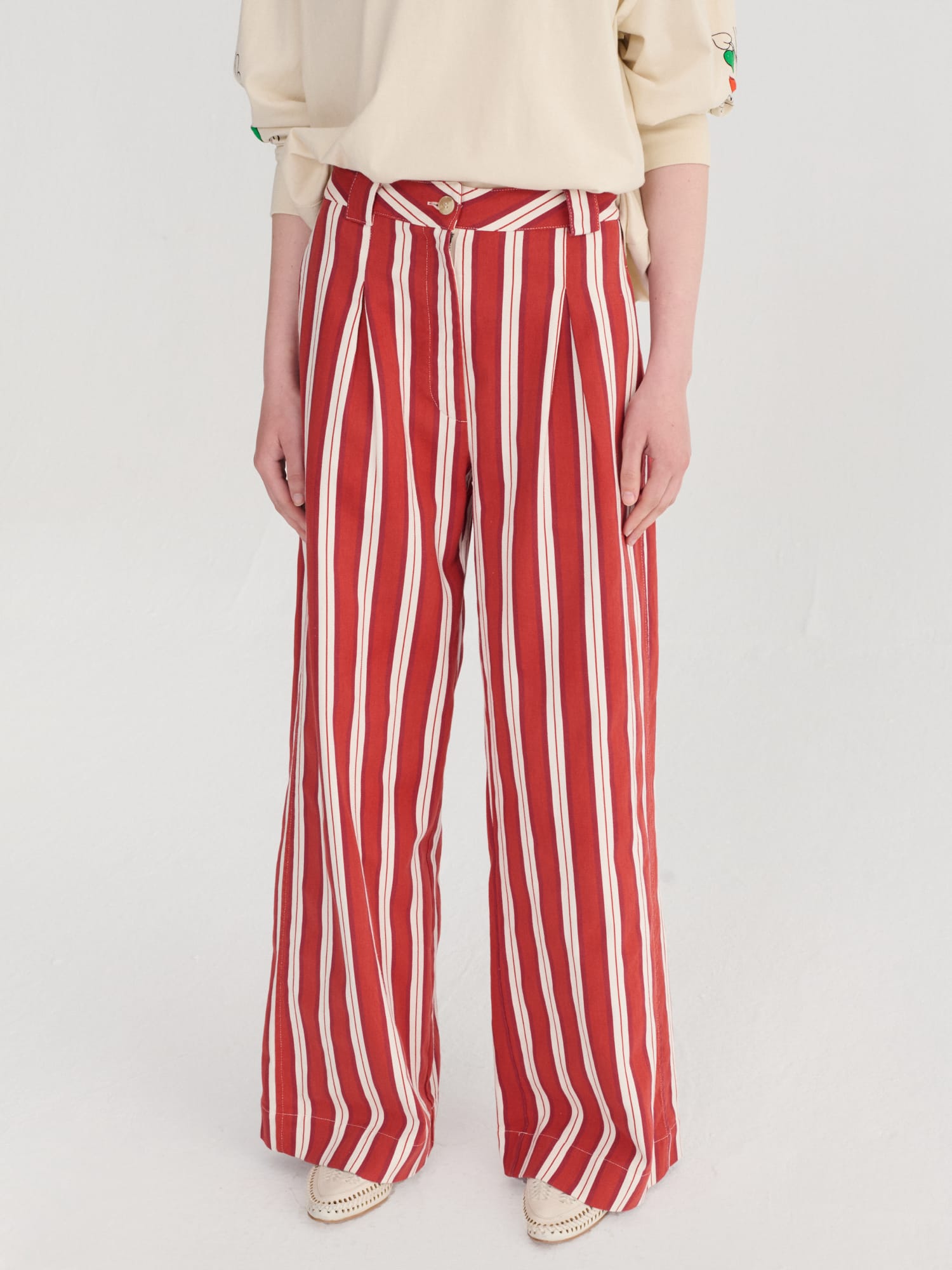 Bobo Choses - Striped Twill Wide Leg Pants