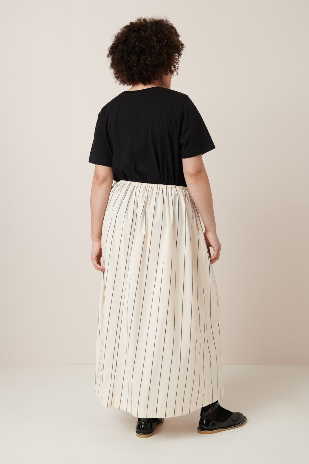 Kowtow - Linear Skirt - Greige Pinstripe