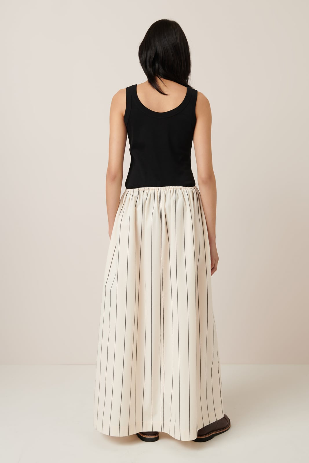 Kowtow - Linear Skirt - Greige Pinstripe