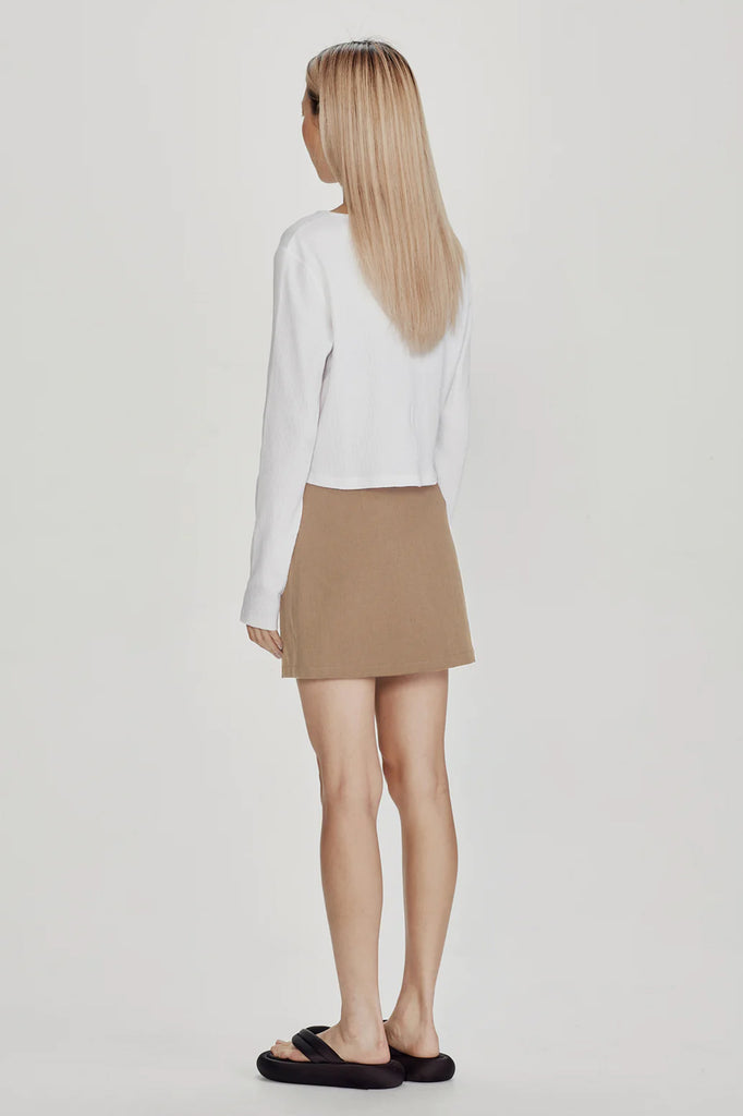 Commoners - Linen Blend Mini Skirt - Toffee