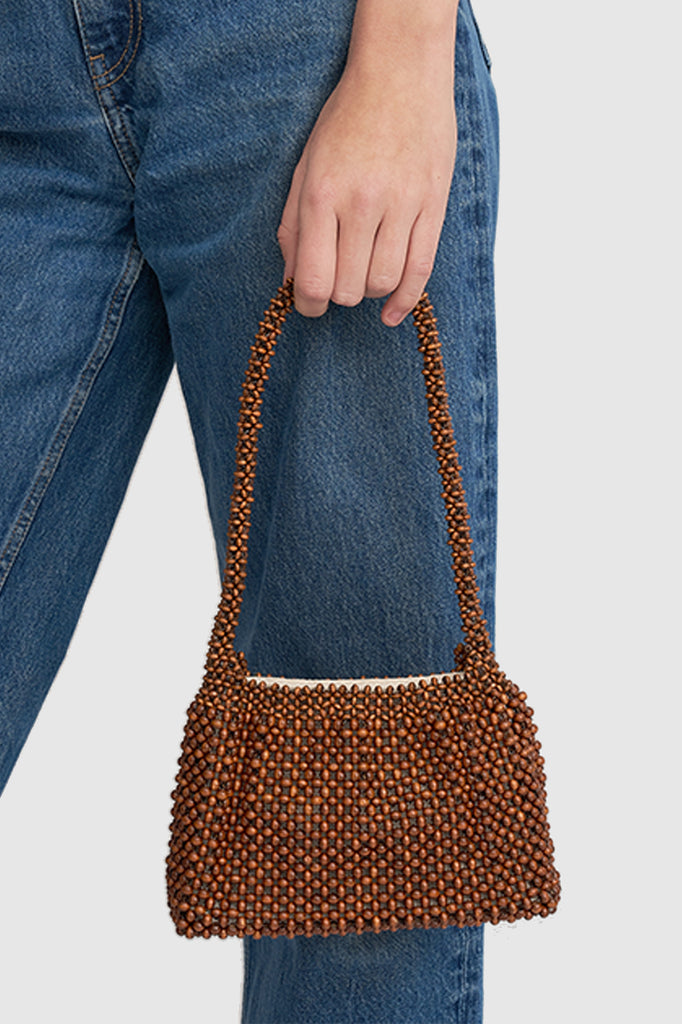 Brie Leon - Madera Bead Bag - Brown