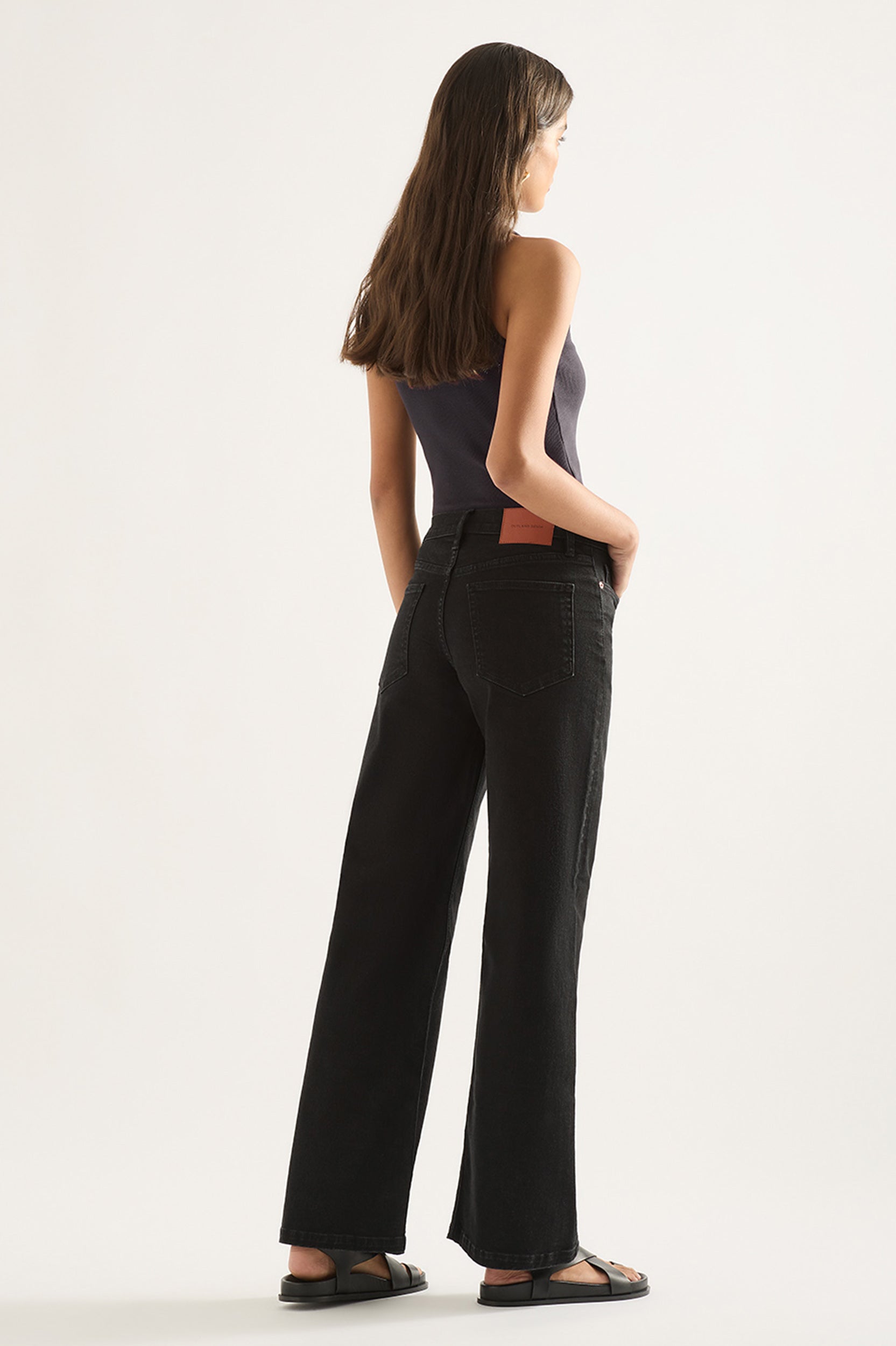 Outland Denim - Mia Mid-Rise Wide Leg Jean - Black