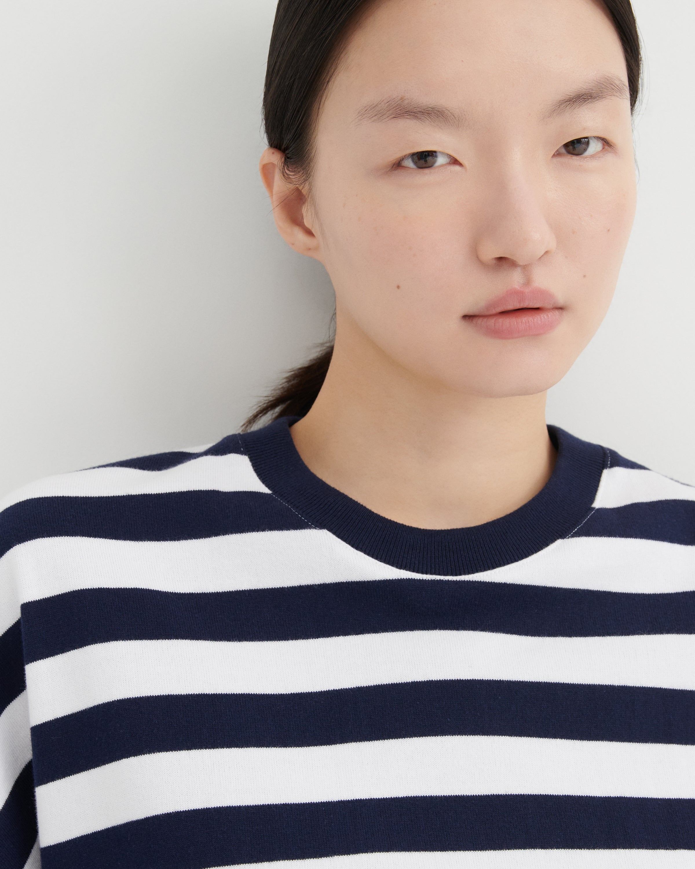Kowtow - Oversized Boxy Tee - Navy White Stripe