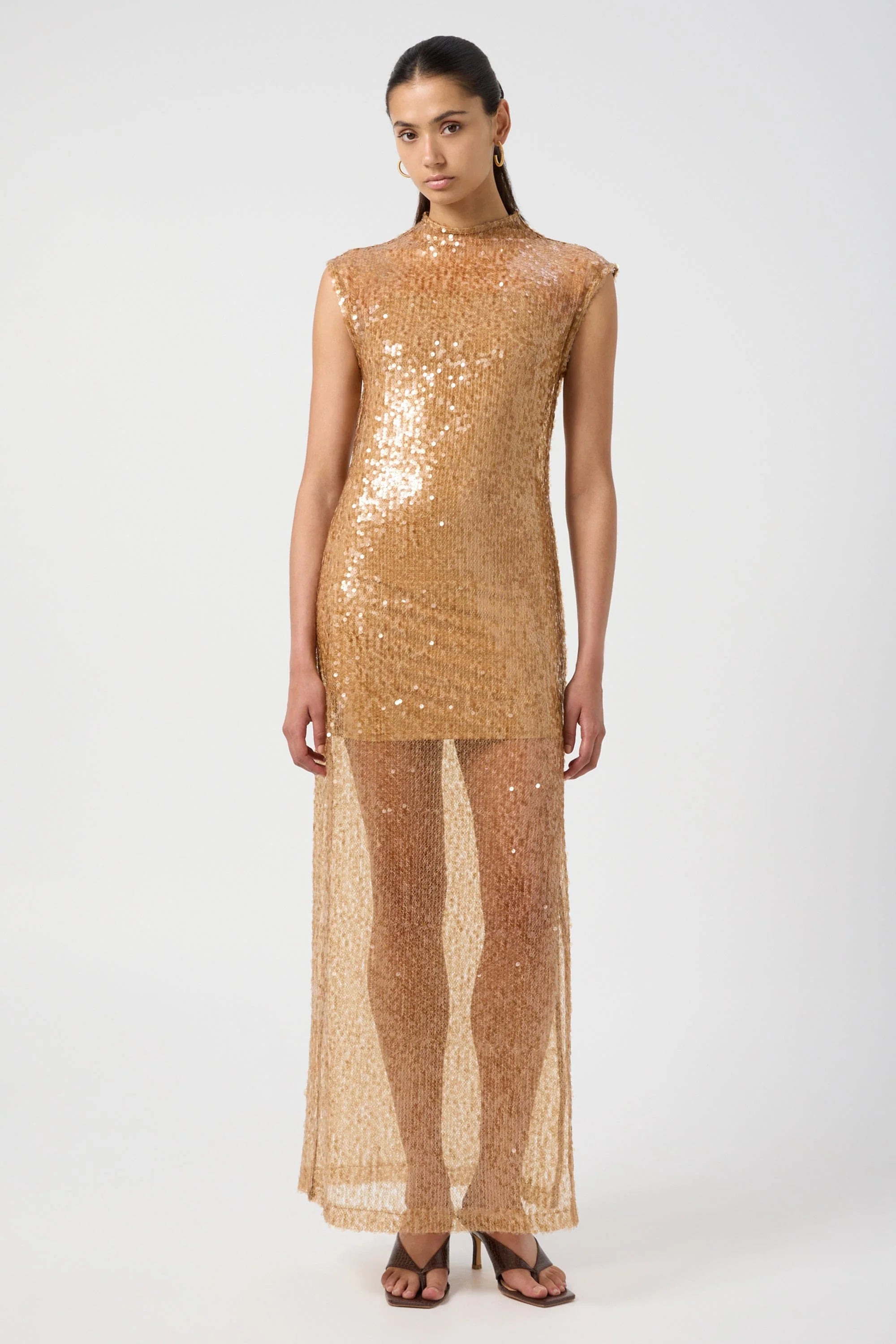 Third Form - Reflection Sequin Maxi Dress - Honey