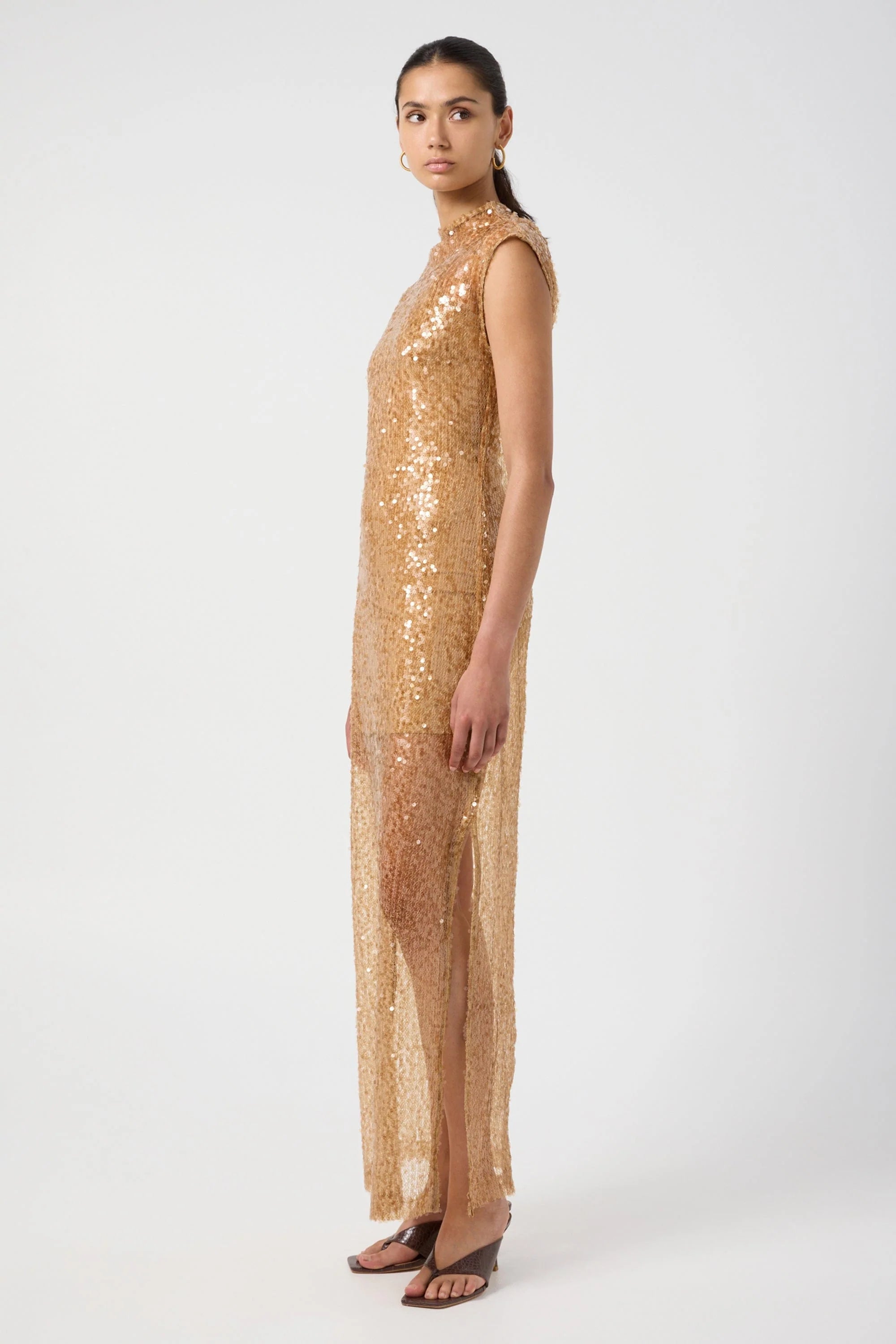 Third Form - Reflection Sequin Maxi Dress - Honey