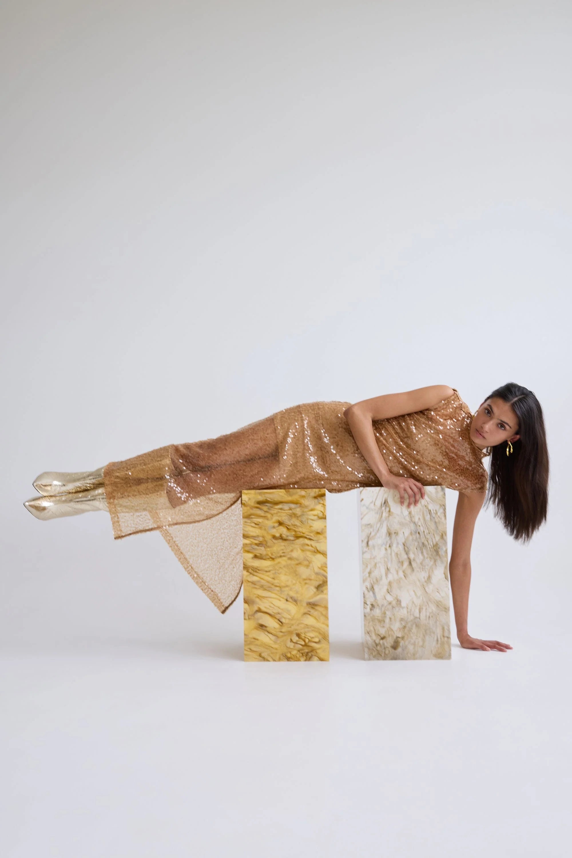 Third Form - Reflection Sequin Maxi Dress - Honey