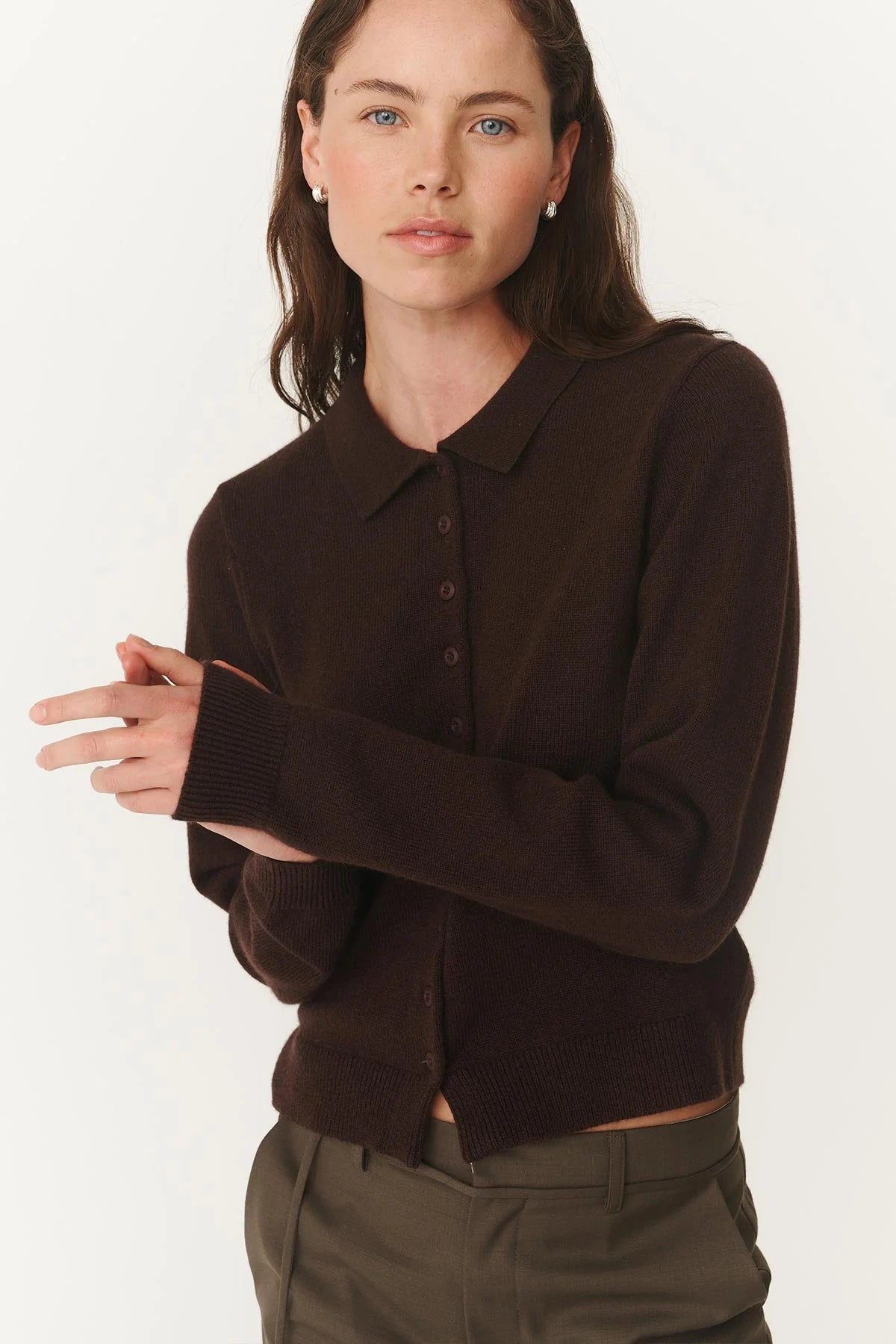 ROWIE - Celia Merino Knit Cardigan - Dark Cacao