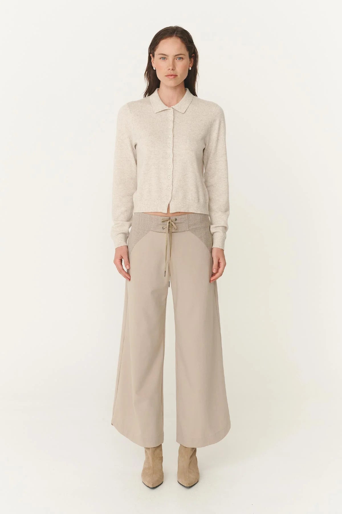 ROWIE - Celia Merino Knit Cardigan - Oat Marle