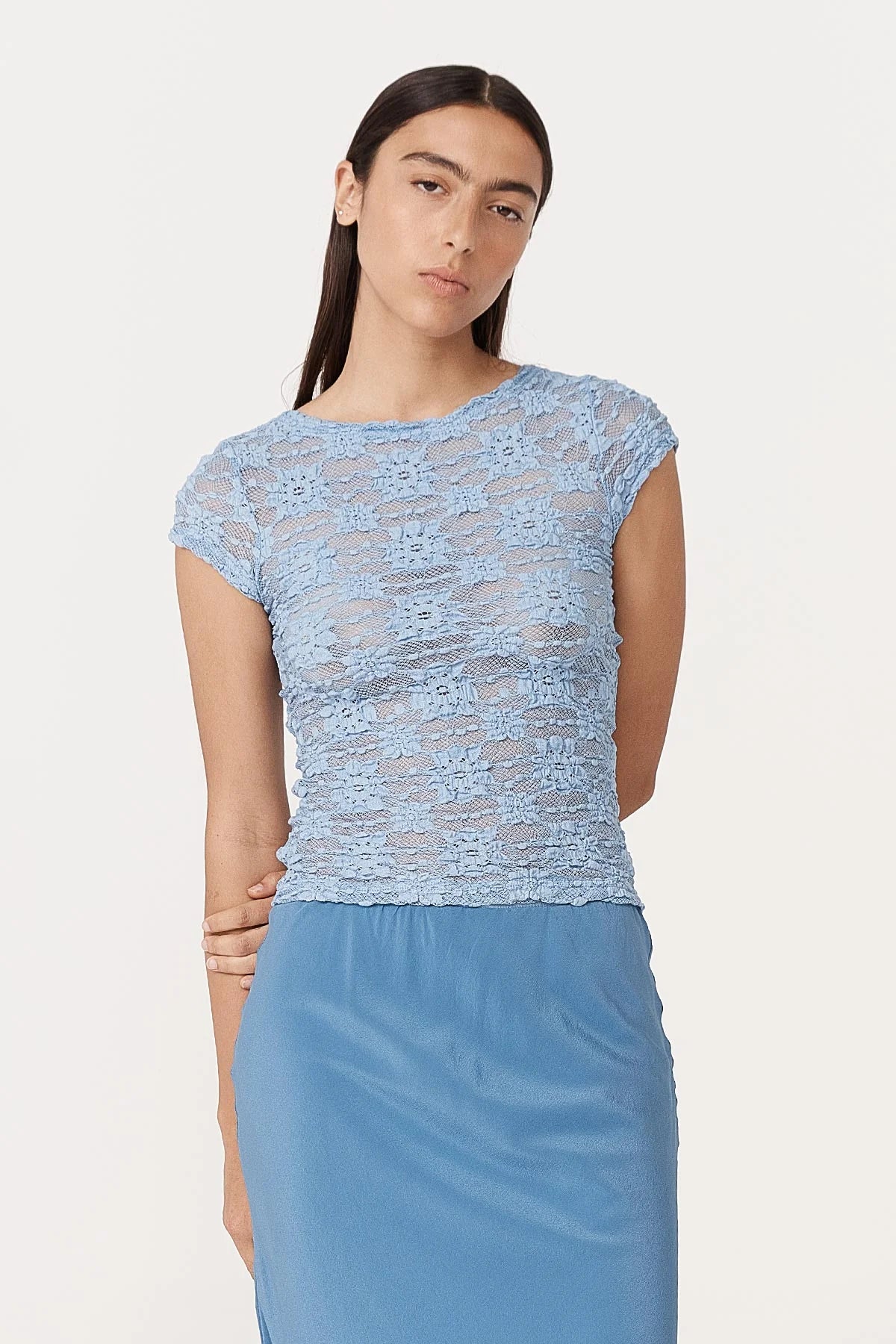 Rowie - Galo Sunflower Lace Tee - Periwinkle