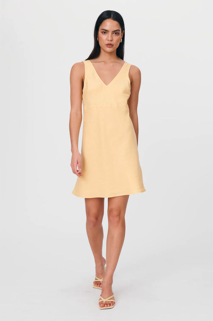 ROWIE - Regina Linen Mini Dress - Butter