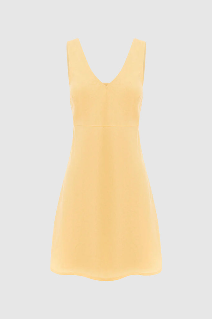 Rowie - Regina Linen Mini Dress - Butter