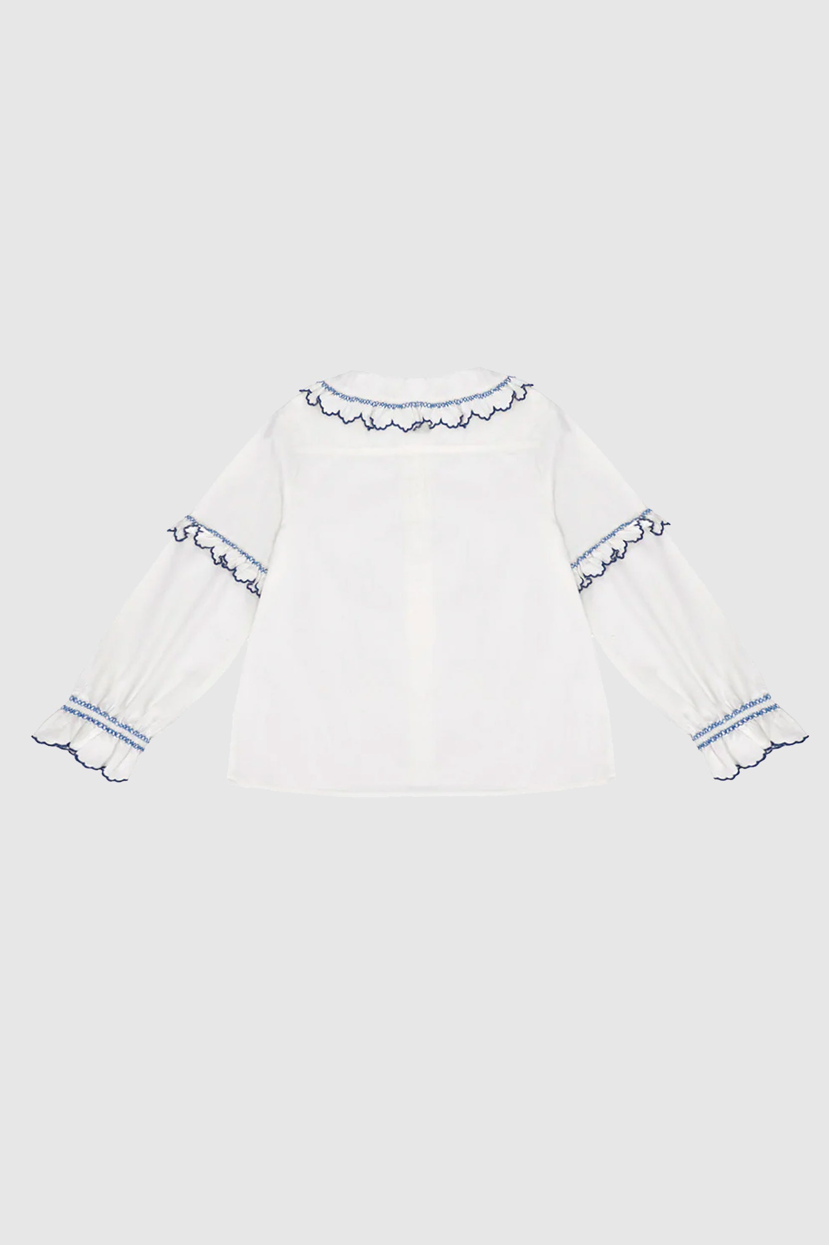 Seventy + Mochi - Phoebe Blouse - Ecru and Electric Blue Trim