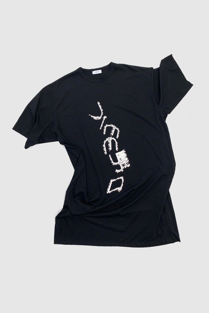 Jimmy D - Space and Time Tee - Pleated Ribbon Jimmy - White on Black