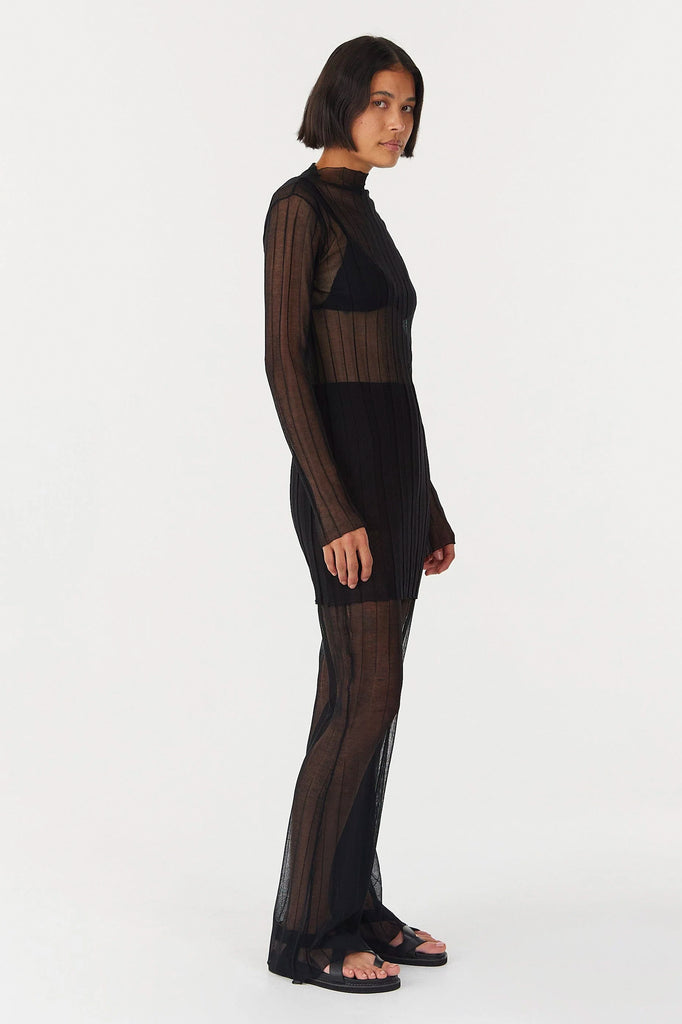 Third Form - Peer Through Knit Mini Dress - Black