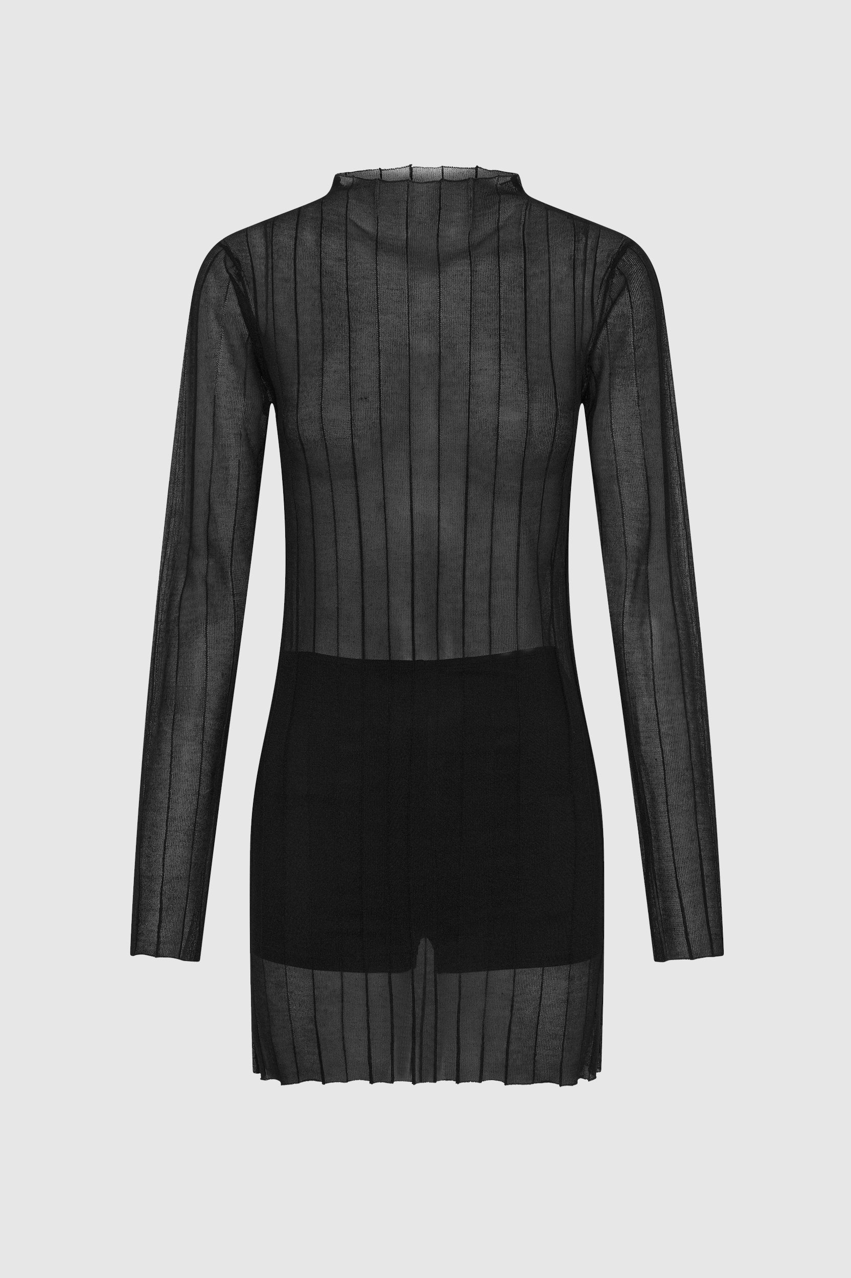 Third Form - Peer Through Knit Mini Dress - Black